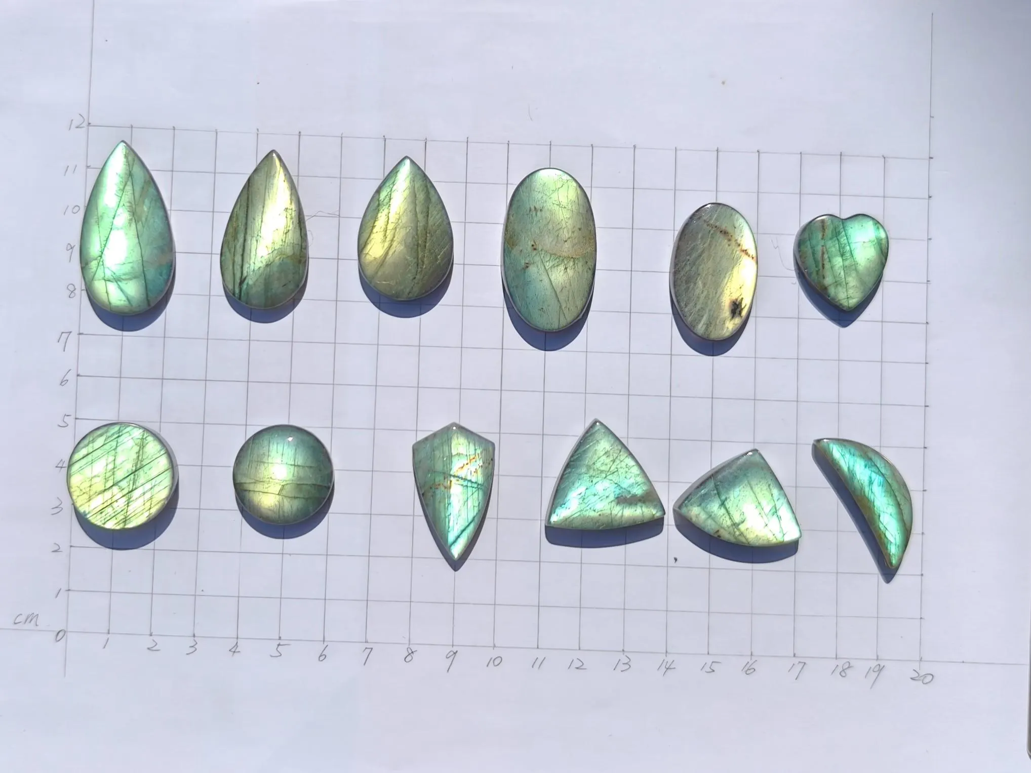 Medium - Large green Labradorite cabochon