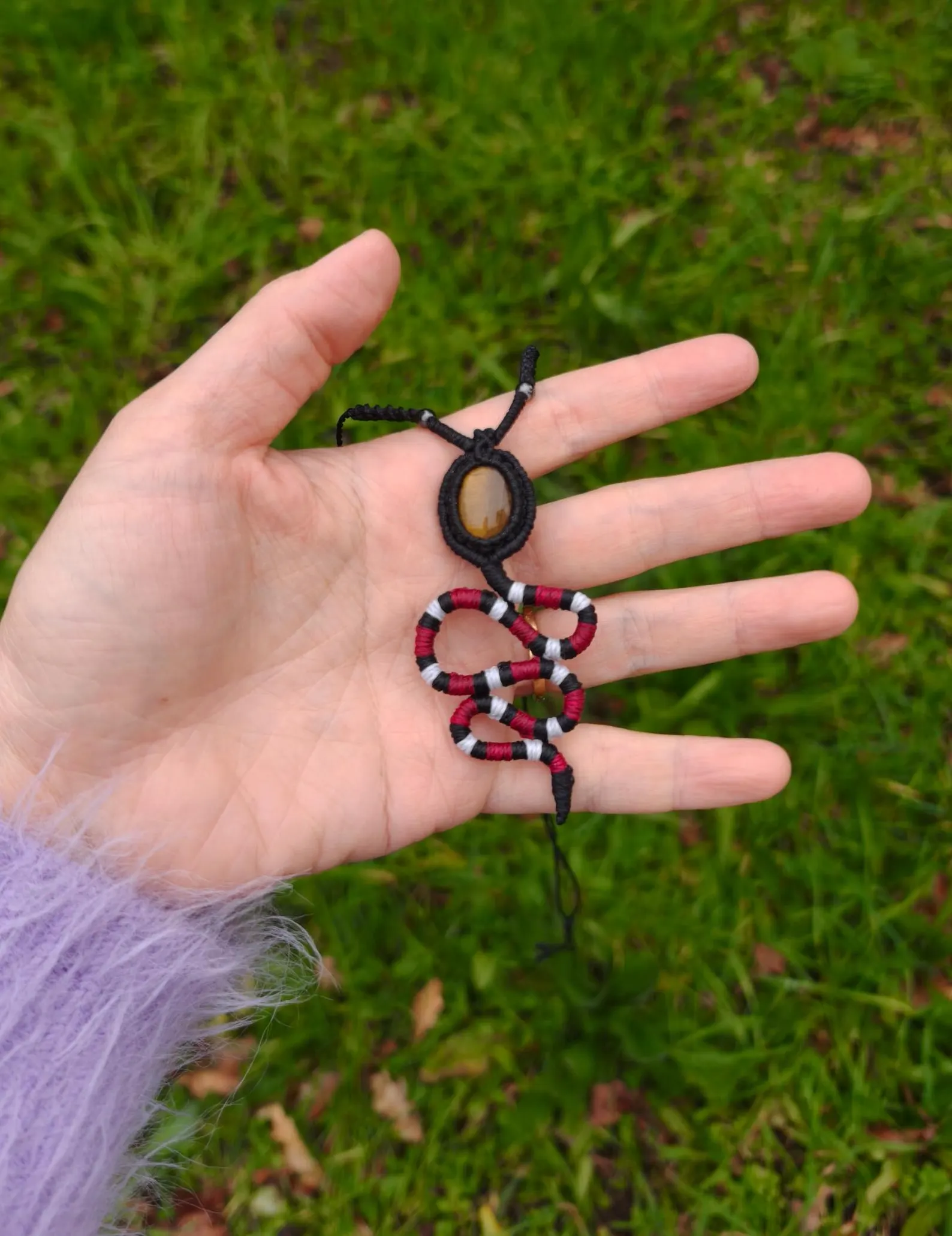 Coral snake necklace - tiger's eye 