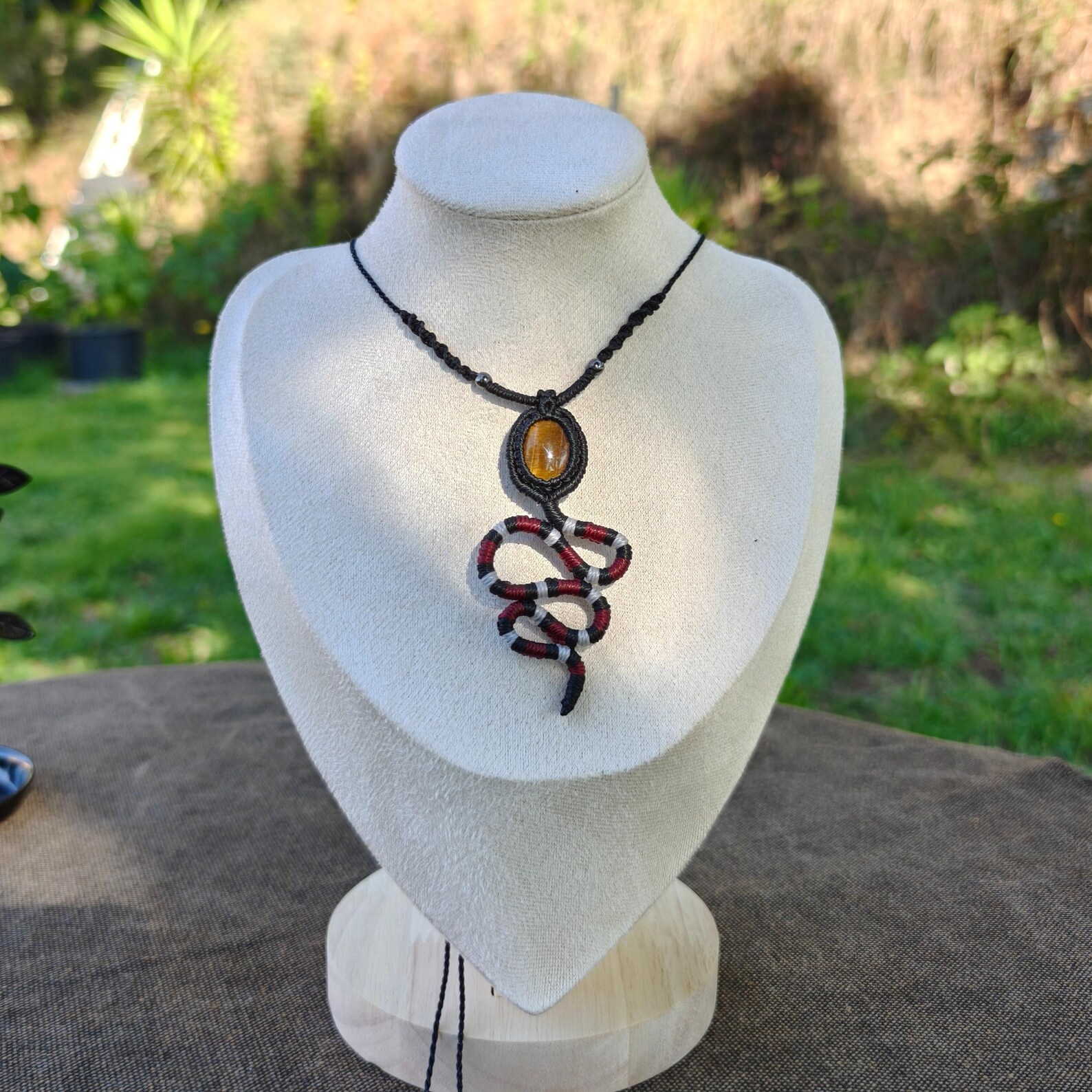 Coral snake necklace - tiger's eye 