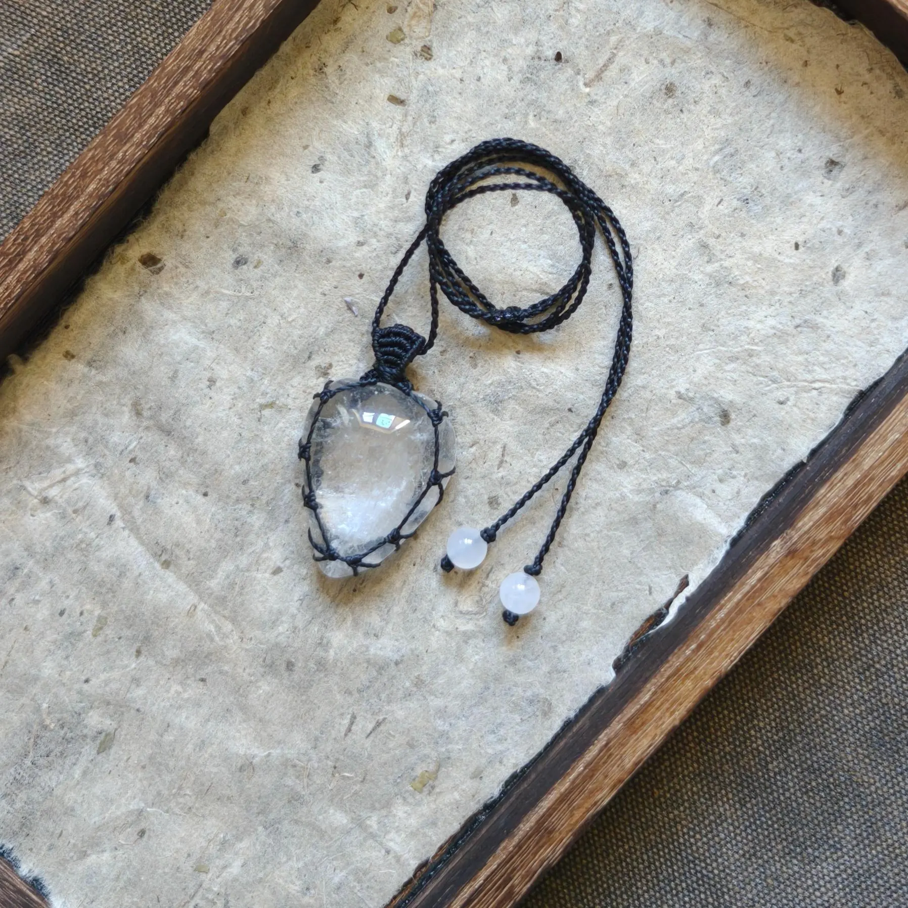 Large clear quartz necklace