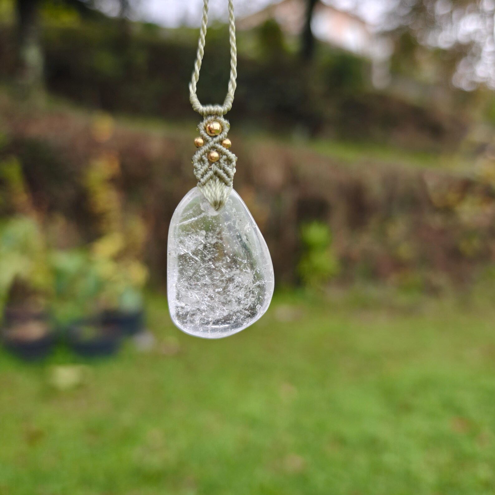 Clear quartz pendant necklace