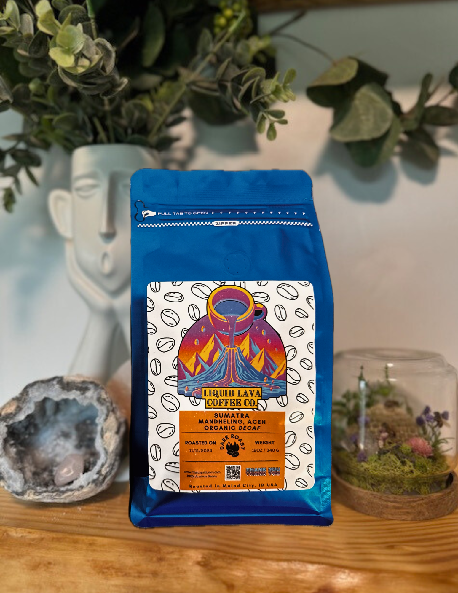 DECAF Sumatra Mandheling, ACEH Organic Coffee by Liquid Lava Coffee Co.