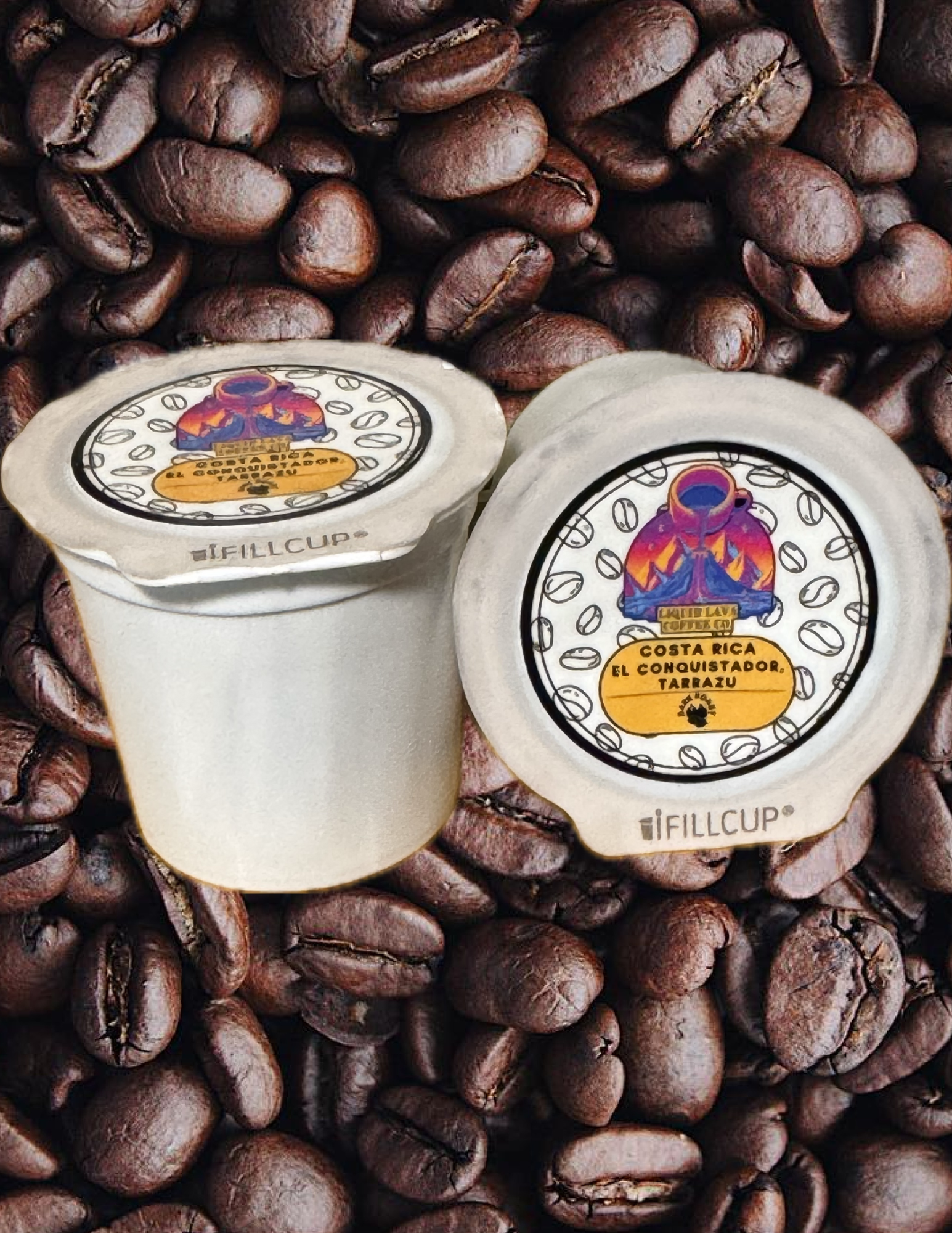 Box of 12 Liquid Lava Coffee Co. Costa Rica El Conquistador Tarrazu Coffee Pods Single Origin