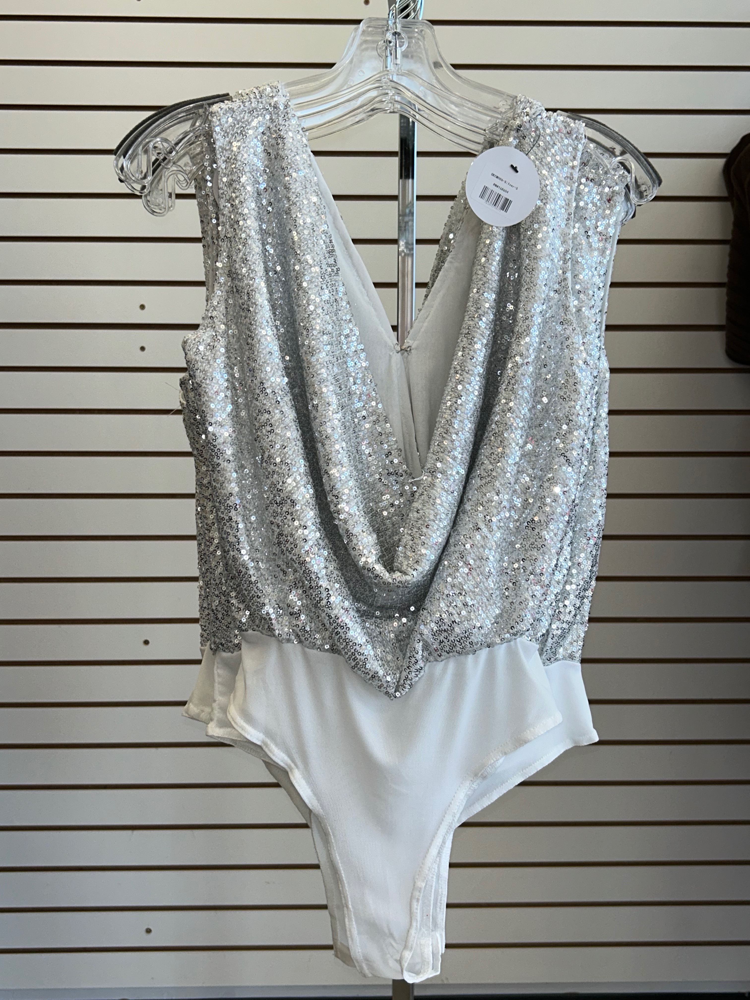 Silver Sequined Bodysuit