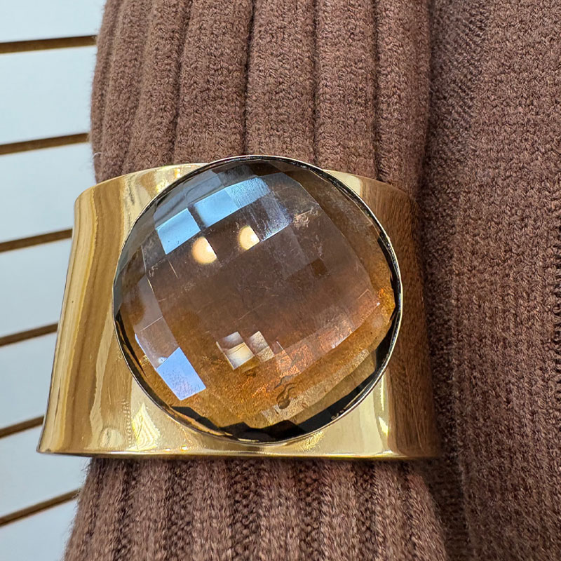 smokey quartz gold cuff bracelet