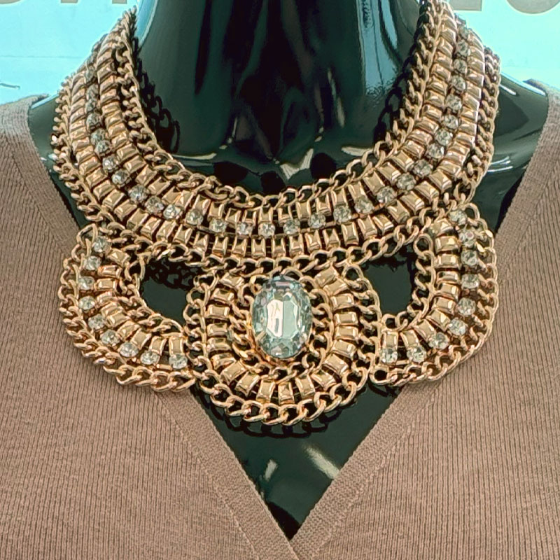 Statement Crystal Gold Chain Necklace