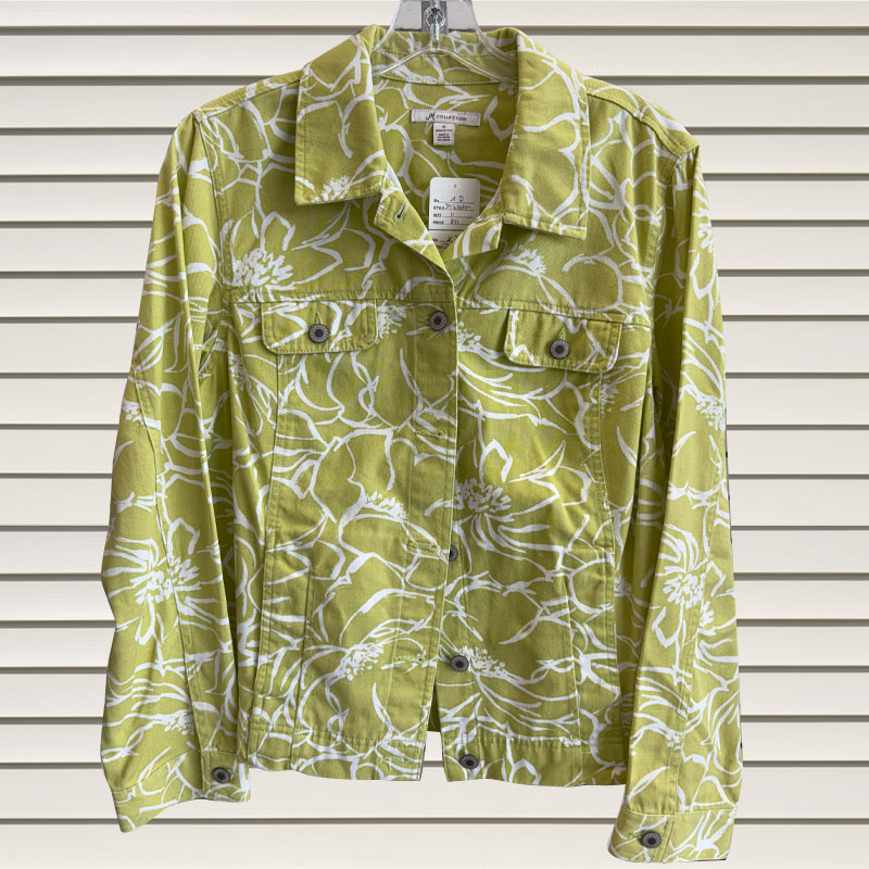 Green Floral Denim Jacket