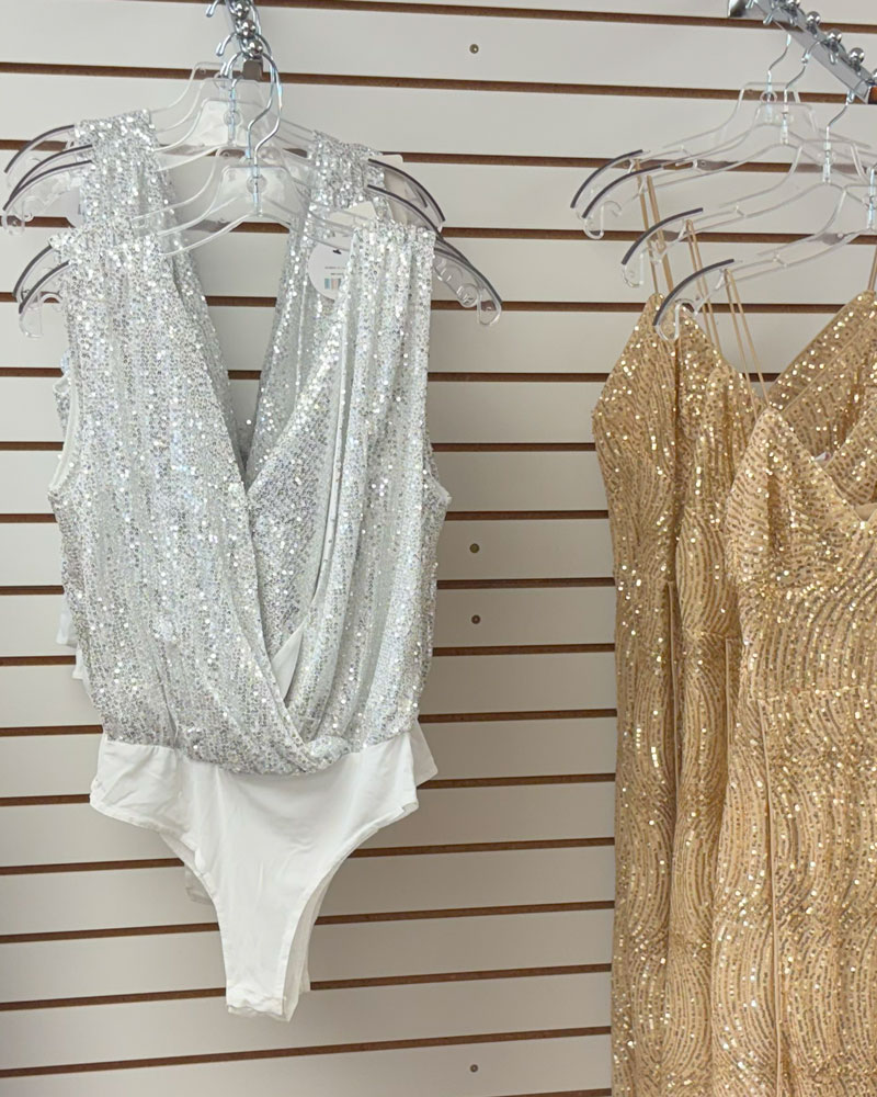 Silver Sequin Sleeveless Top