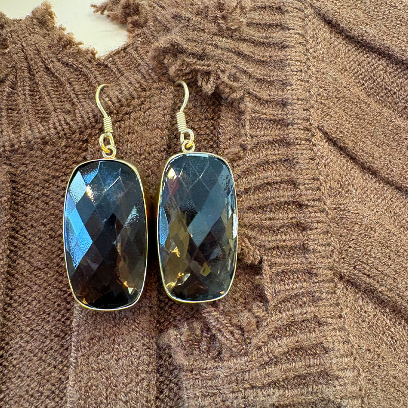 Smoky Quartz Faceted Drop Earrings
