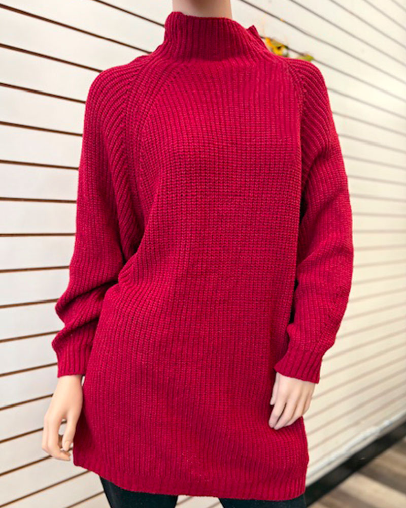 Red Knit Sweater Tunic