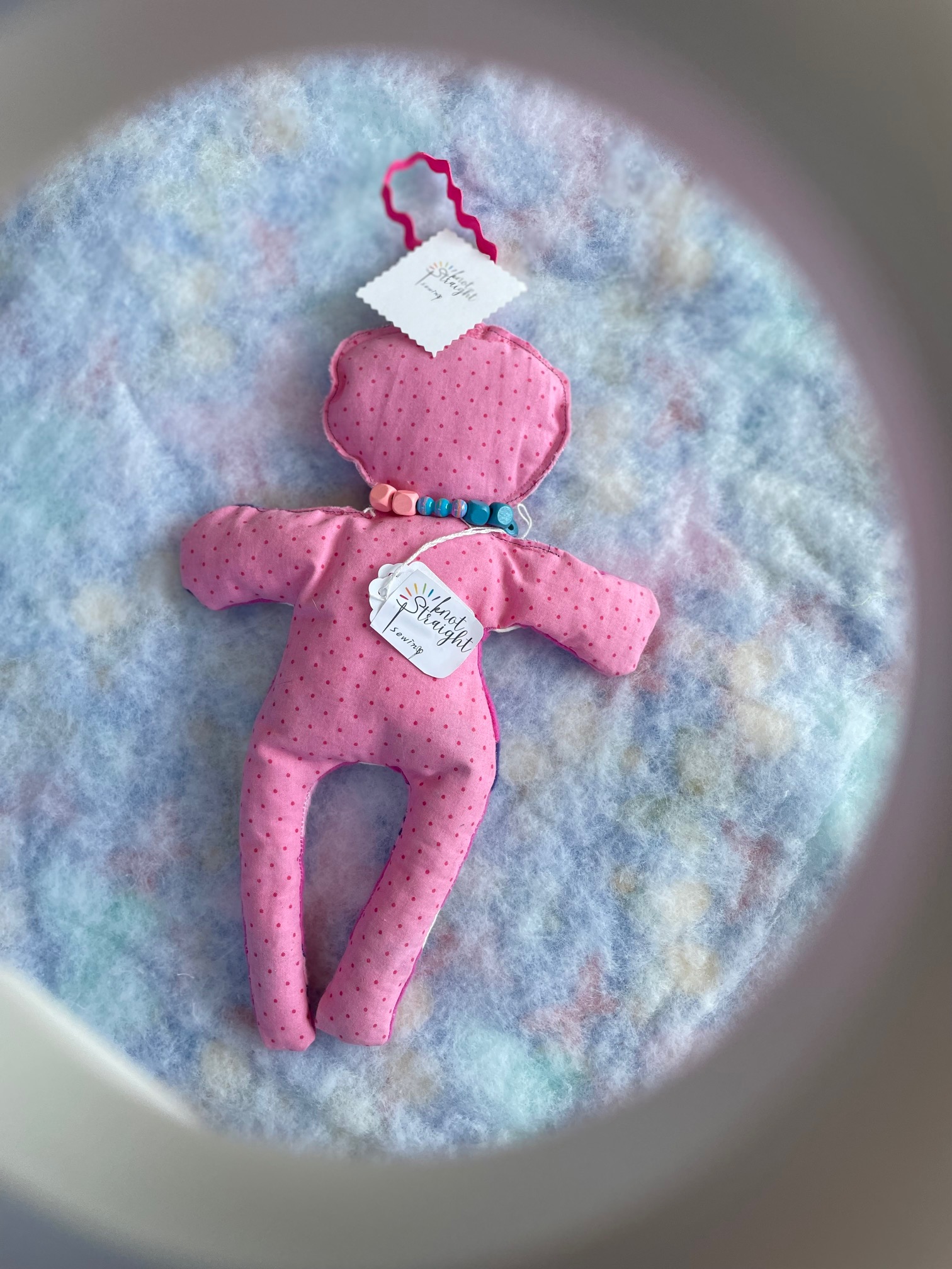 12" stuffie Doll with fidget piece