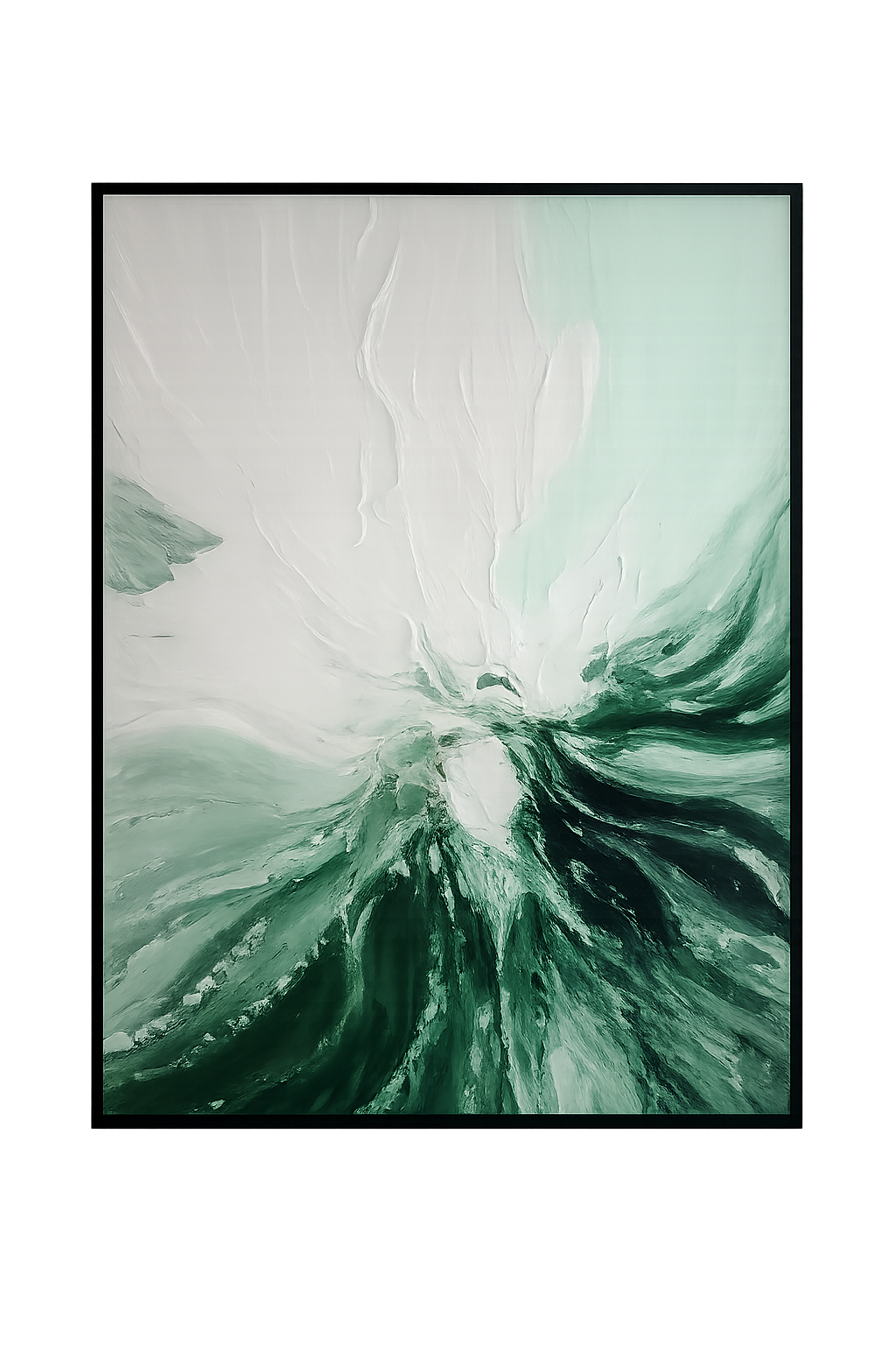 Tableau abstrait vert et blanc (fait main)