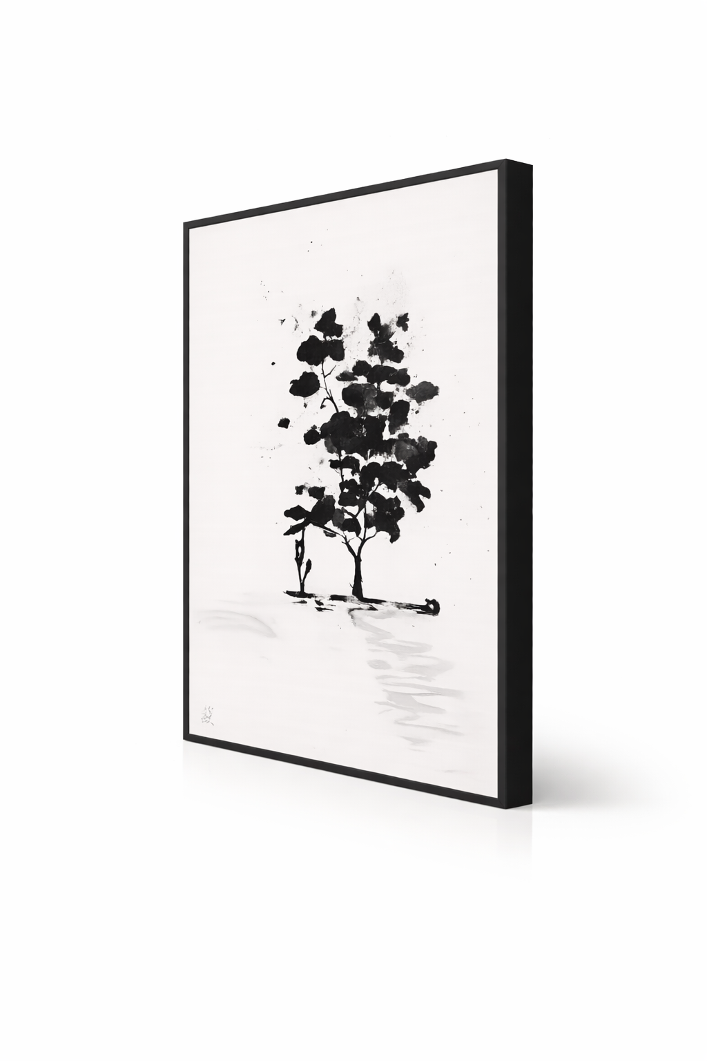 Tableau abstrait vert et blanc (fait main)