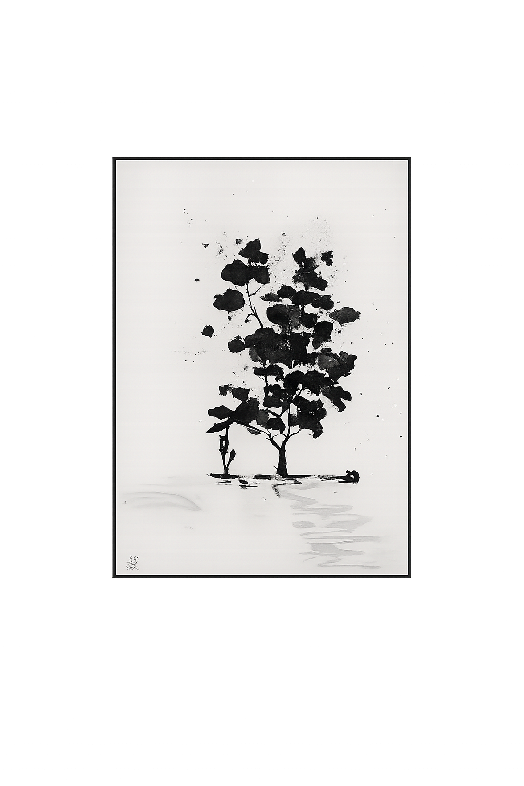 Tableau abstrait vert et blanc (fait main)