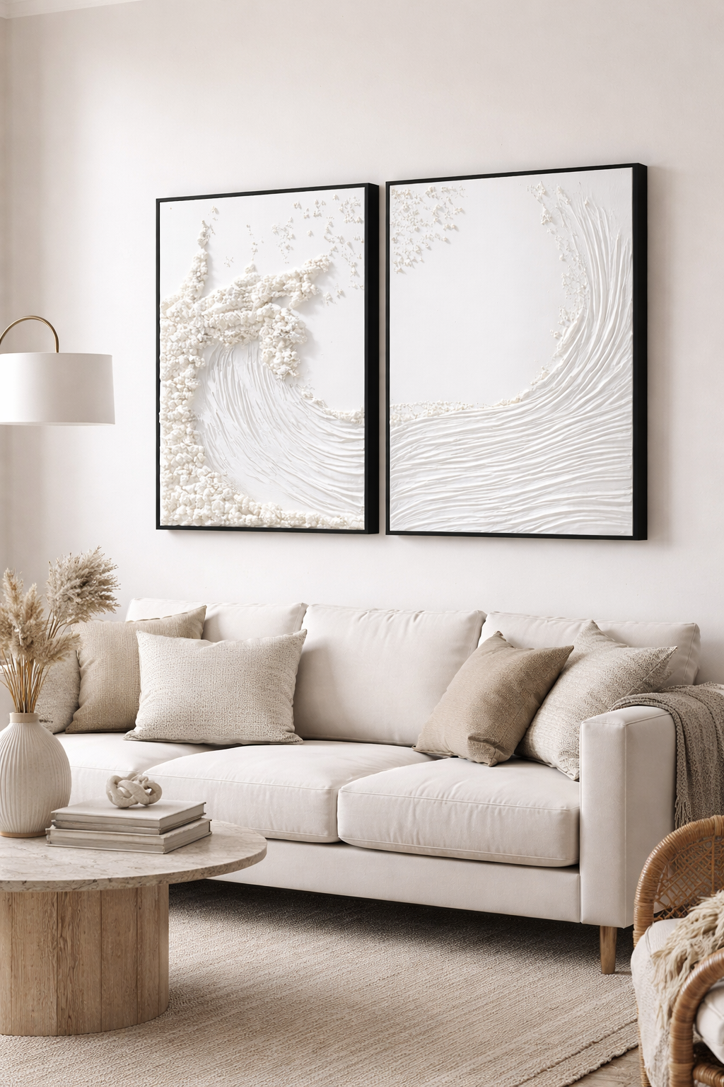 Vague Blanche (diptyque fait main)