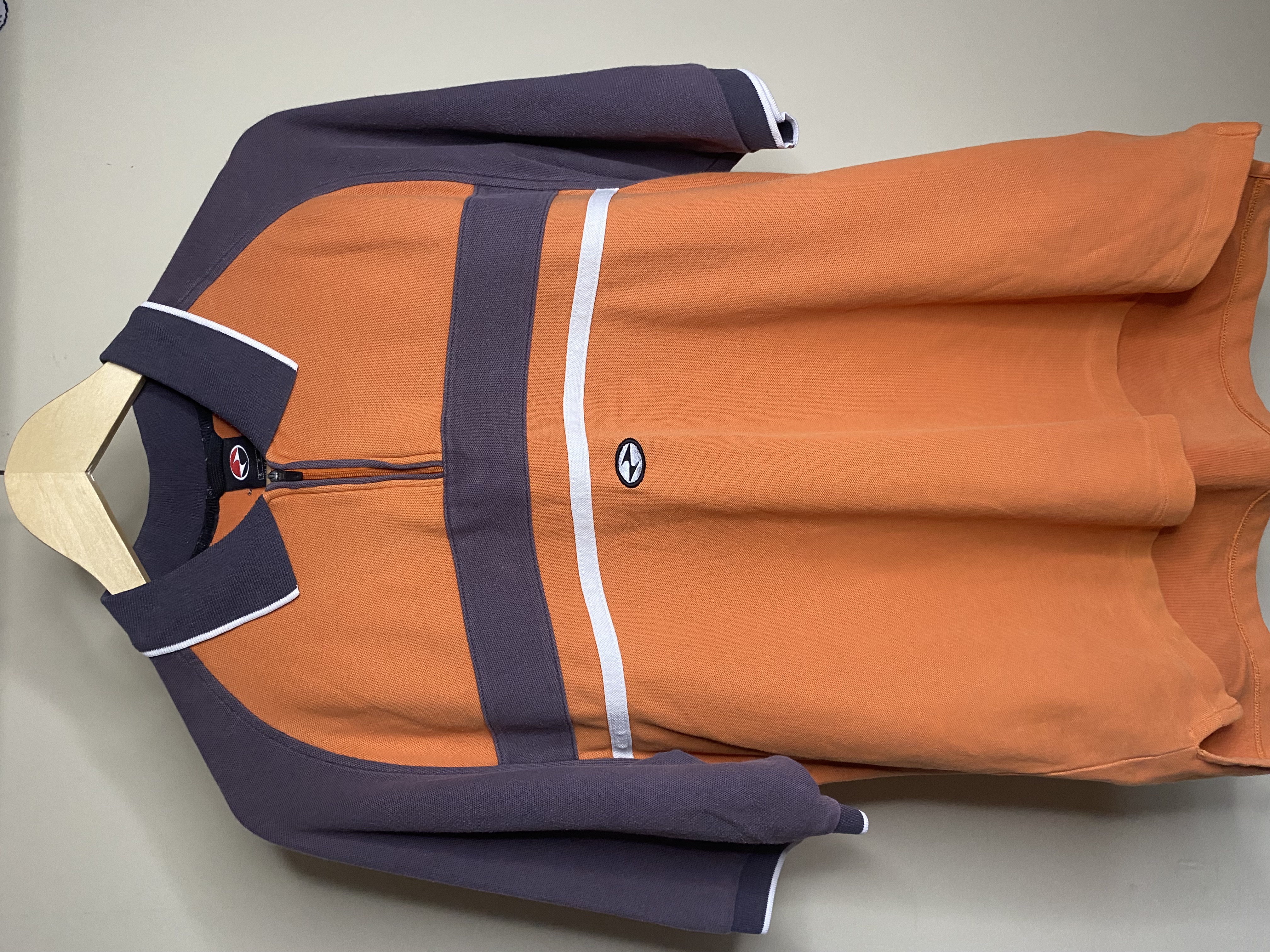 RARE Vintage orange Tiger Woods ying yang zip polo (S)