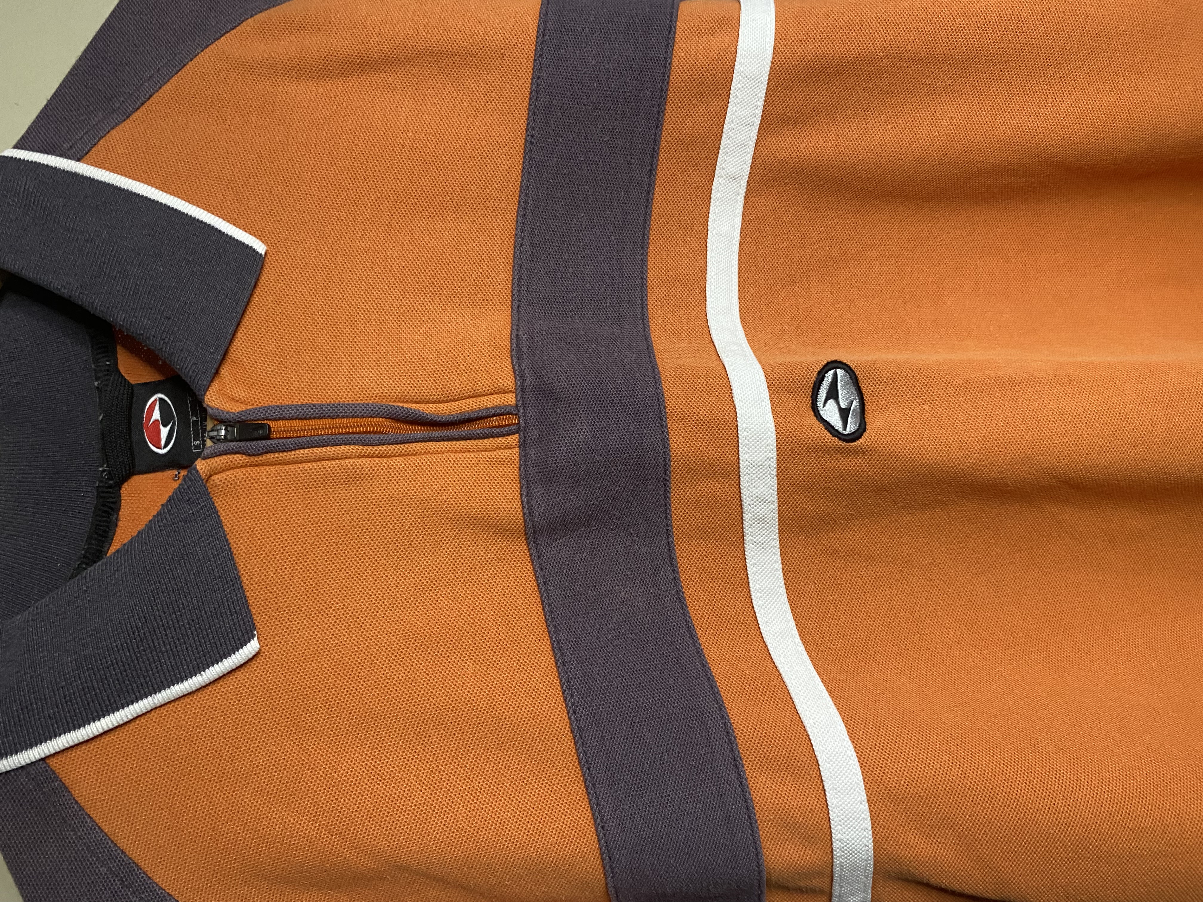RARE Vintage orange Tiger Woods ying yang zip polo (S)