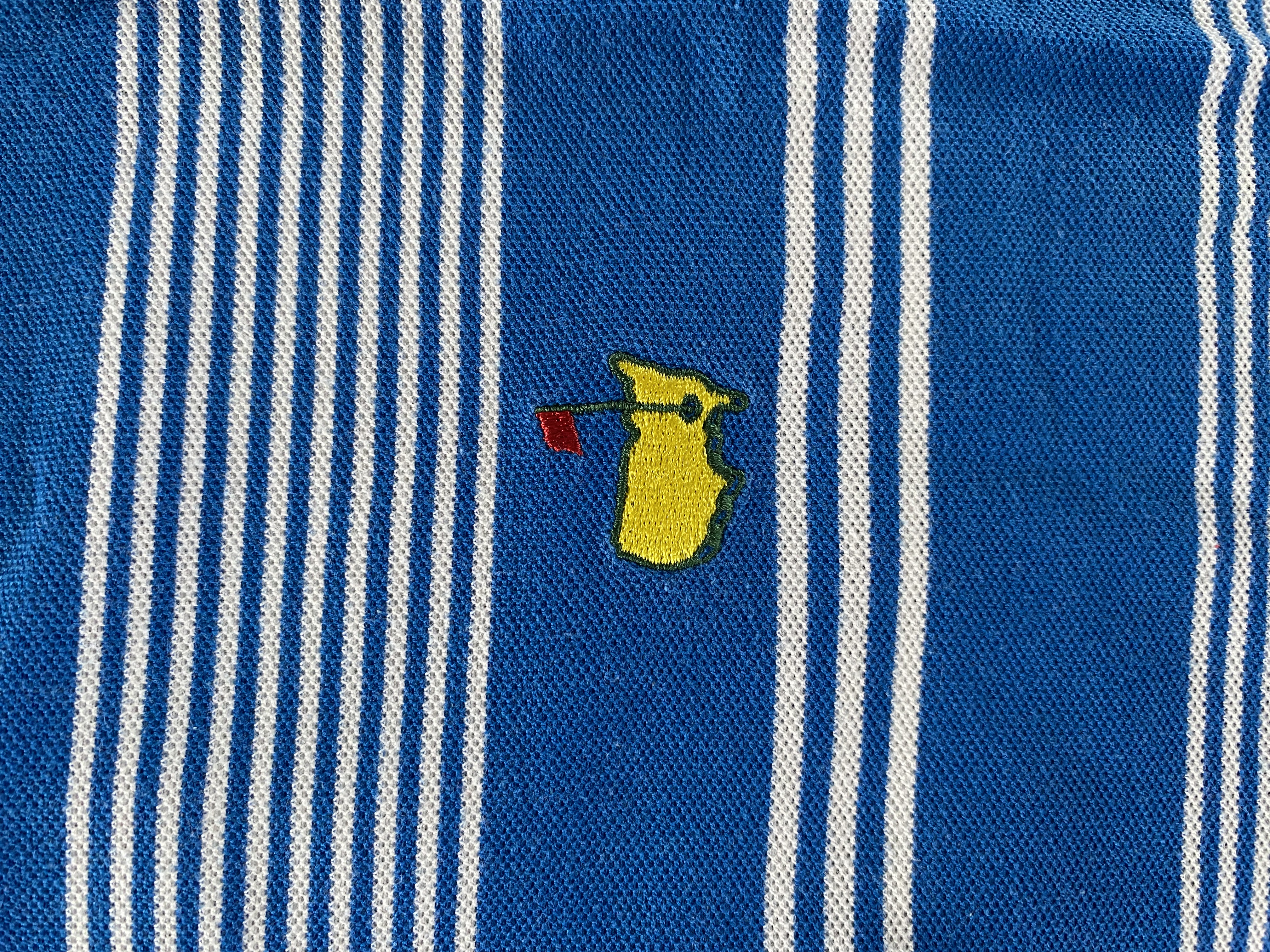 The Masters blue & white striped polo (L)