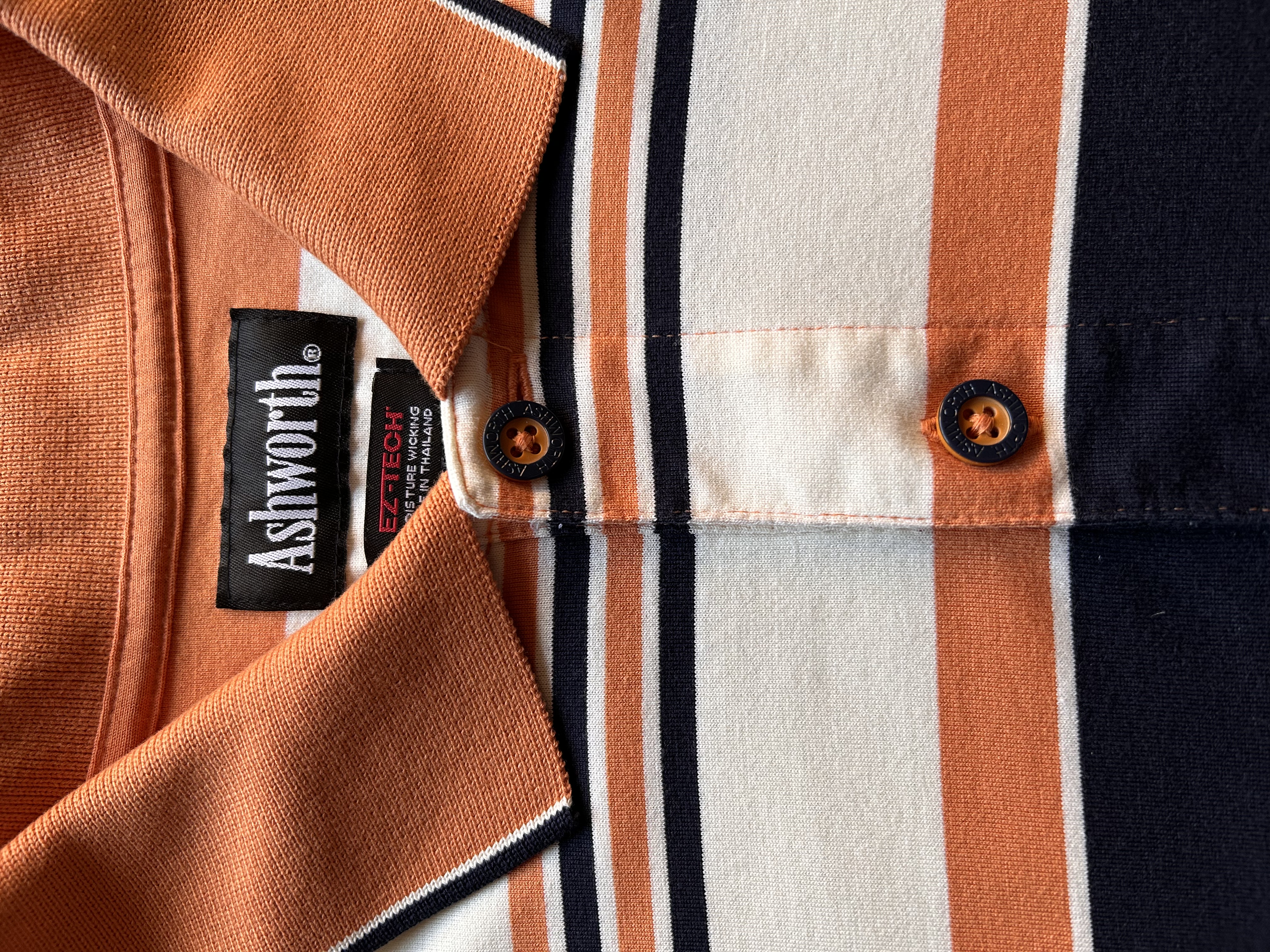 vintage ashworth striped polo (L)