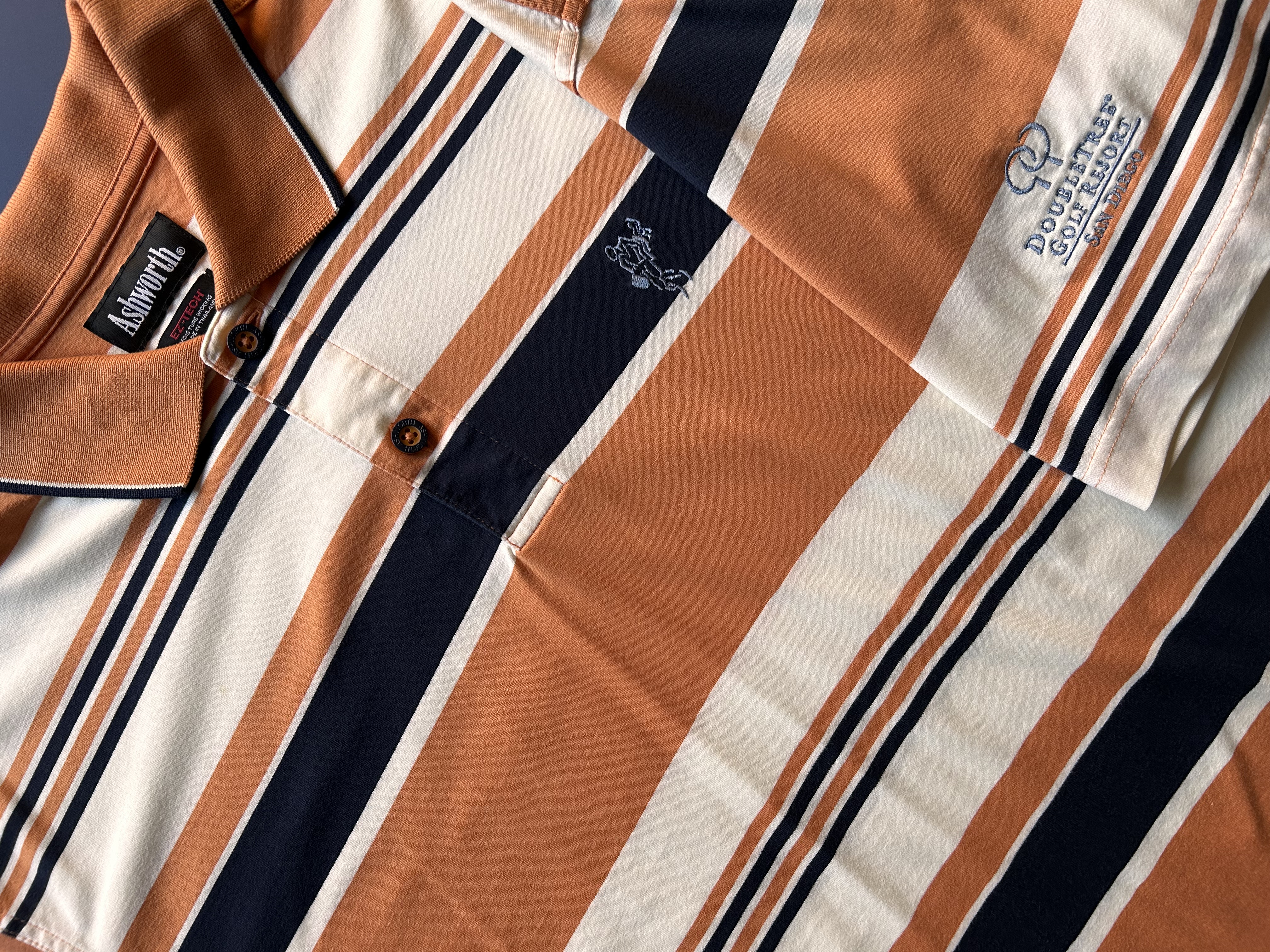 vintage ashworth striped polo (L)