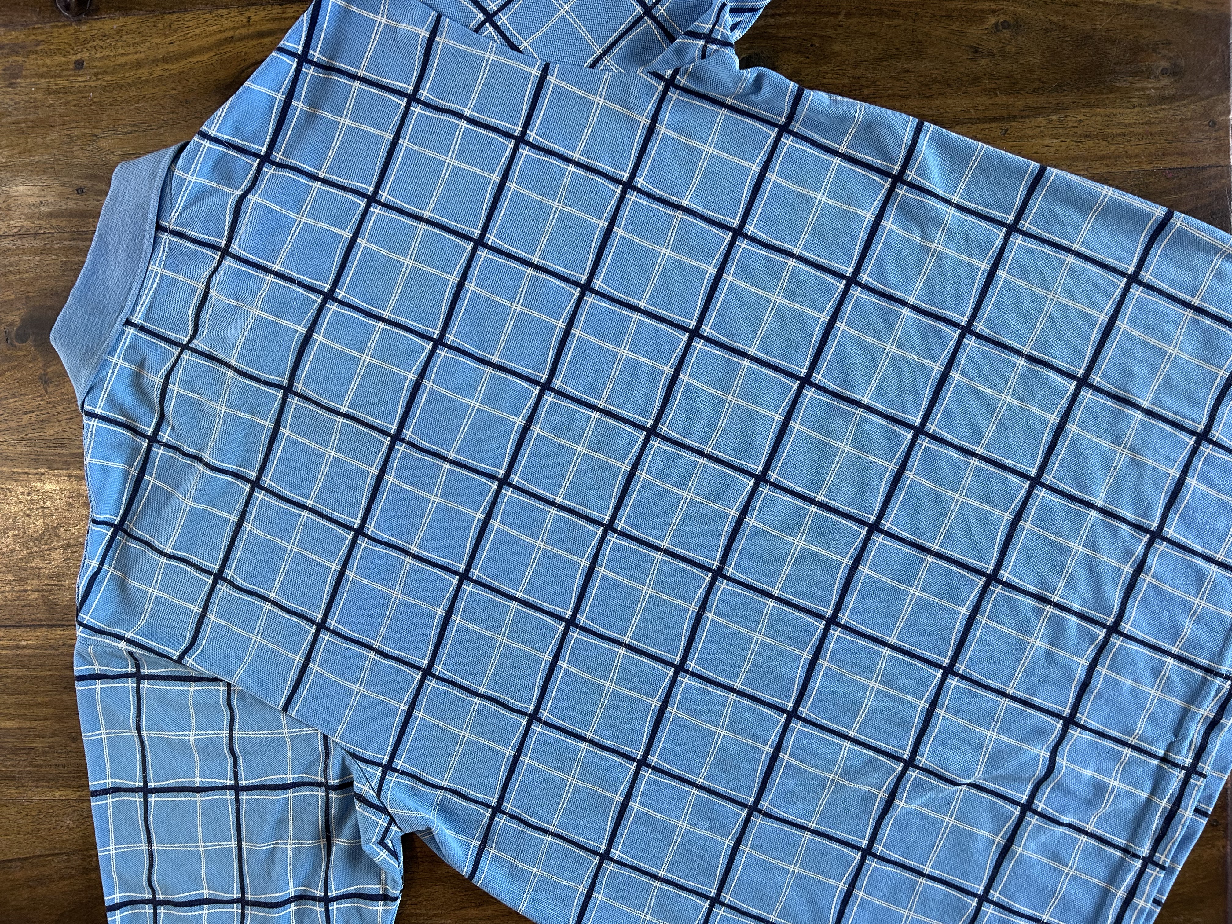 vintage light blue chequered Callaway polo (M)