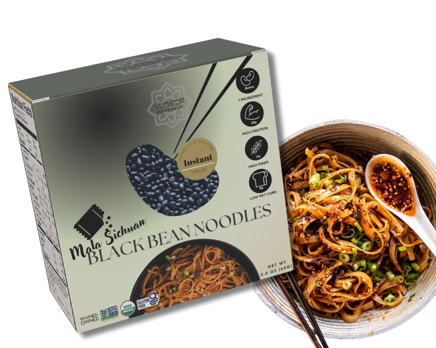 Superamen™ - Tingly Chili Organic Instant Noodles made with Black Beans-