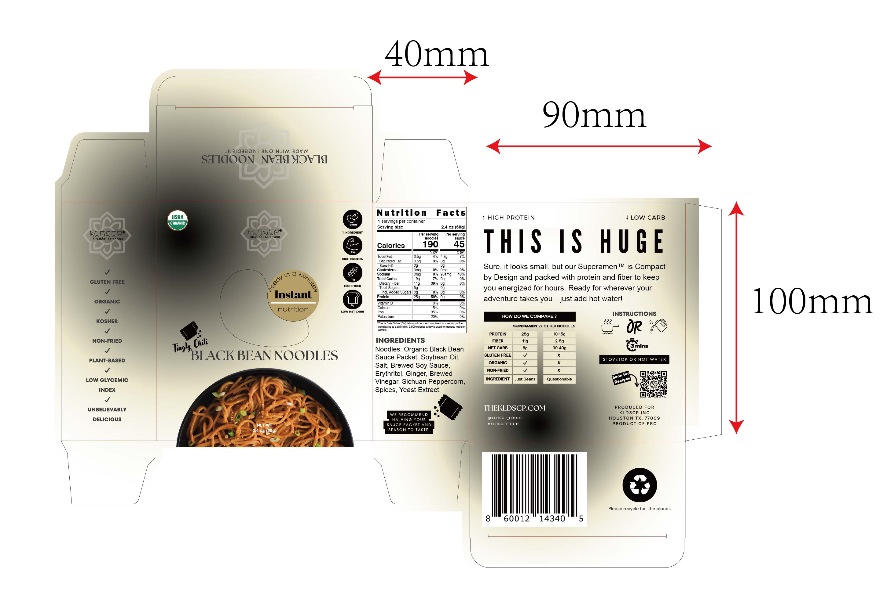 Superamen™ - Tingly Chili Organic Instant Noodles made with Black Beans-