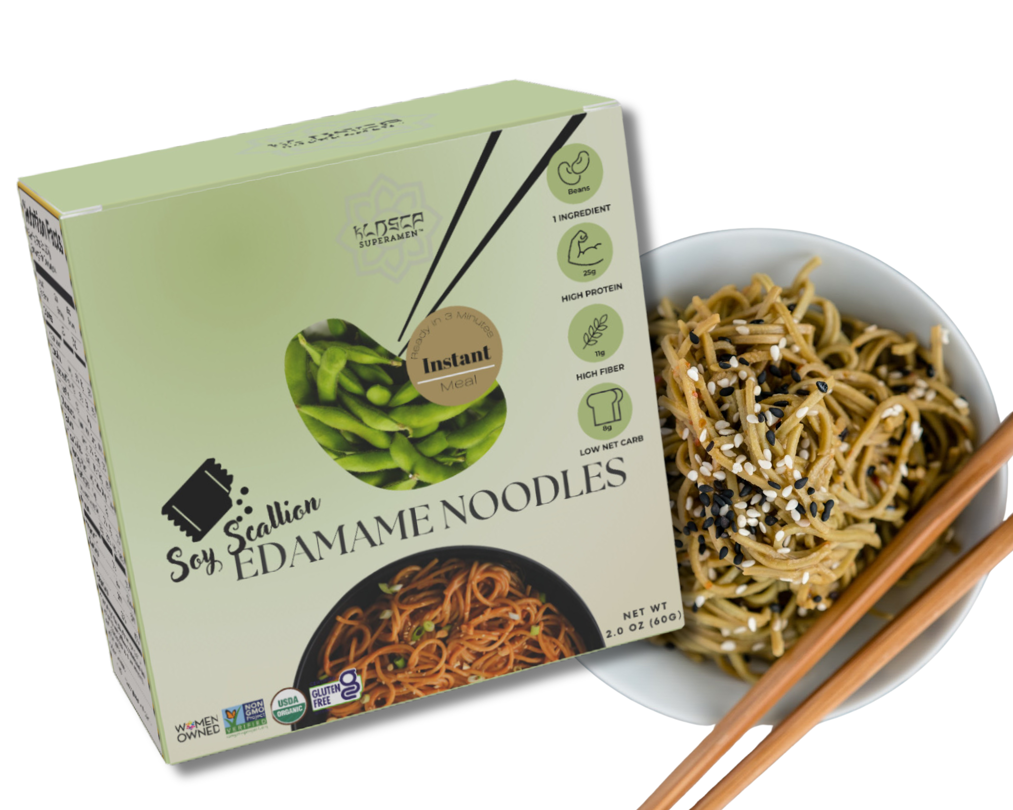 KLDSCP Superamen™ - Scallion Soy Organic Instant Noodles made with Edamame Beans