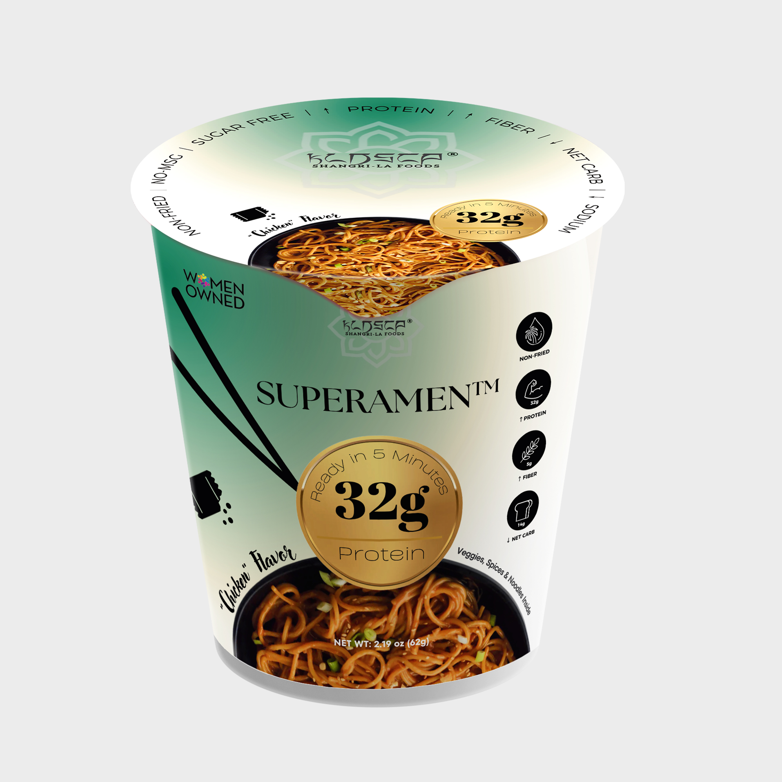 KLDSCP Superamen™ - "Chicken” Flavor Cup Ramen Soup Noodles (12 Cups)
