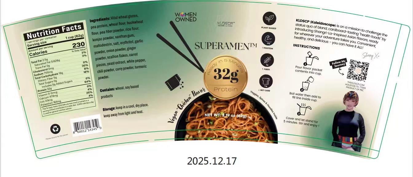 KLDSCP Superamen™ - "Chicken” Flavor Cup Ramen Soup Noodles (12 Cups)