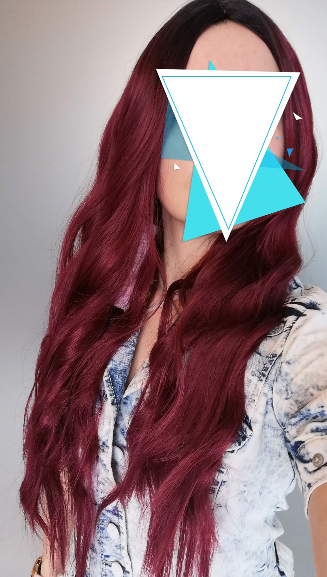 Perukas, bordo spalva, ilgis 70cm