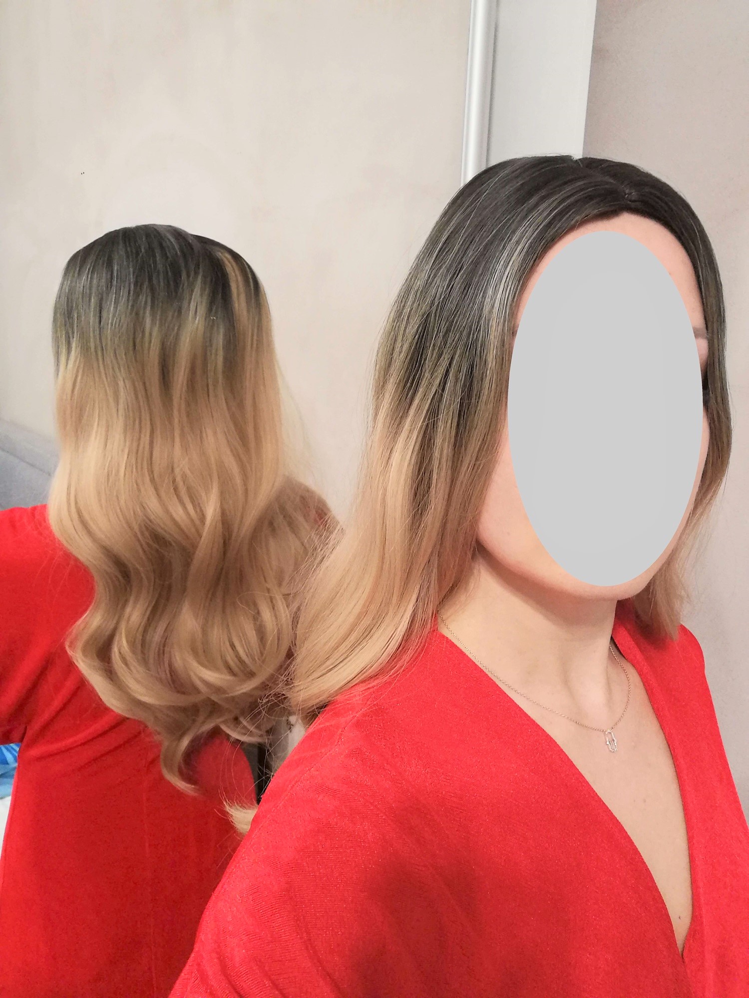 Perukas Nr. 017 ombre persikinės spalvos, ilgis 70cm