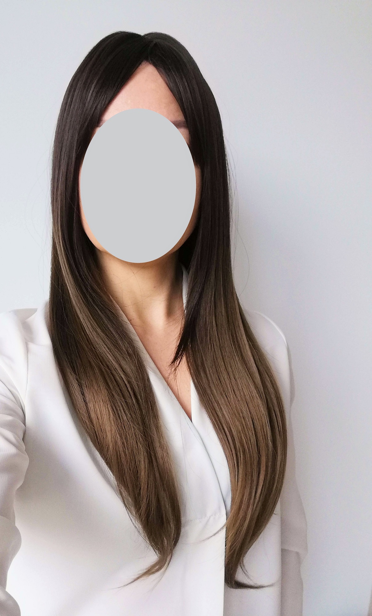 Perukas Nr. 036(1) rudas ombre, tiesių plaukų su kirpčiukais, ilgis 60cm