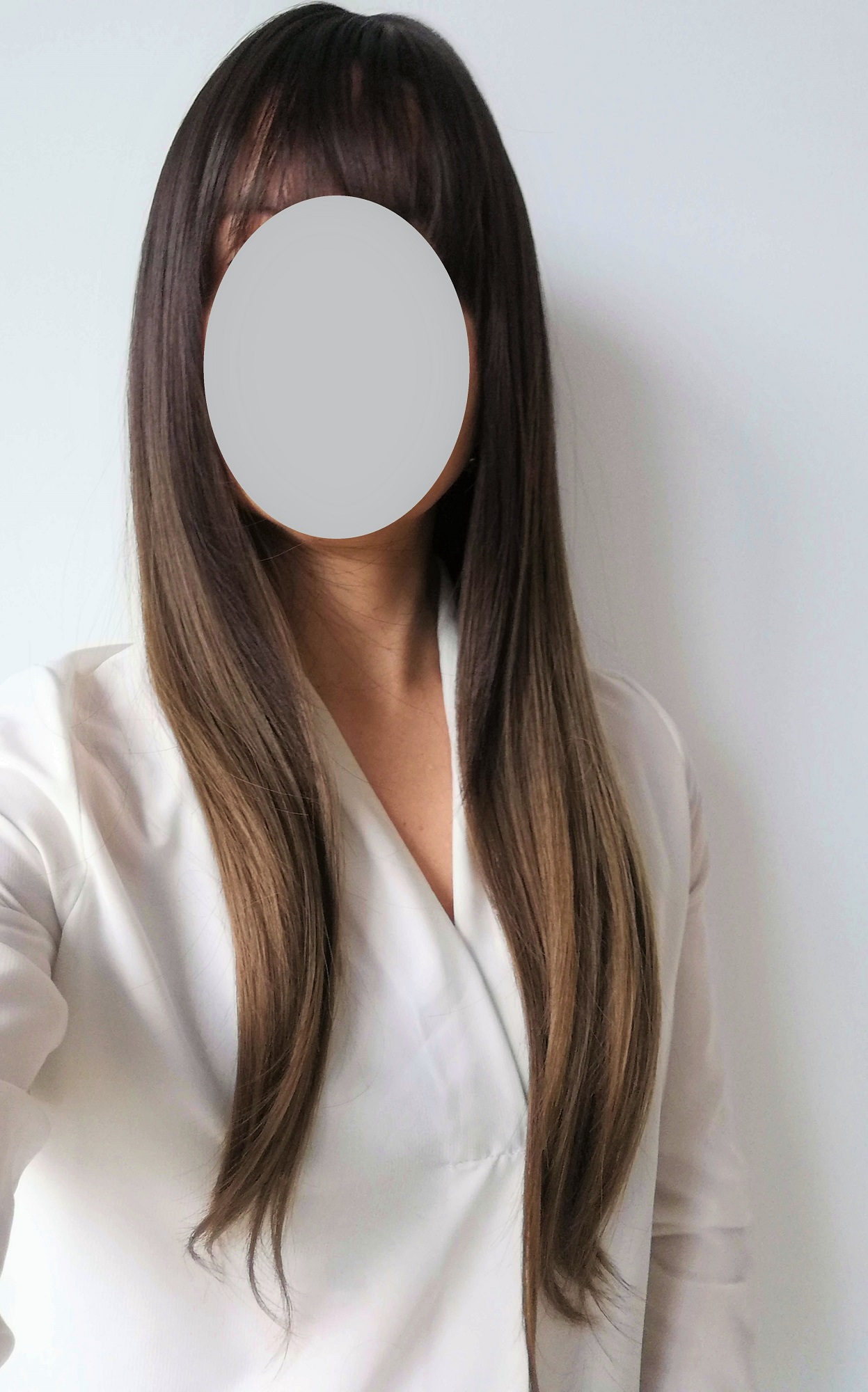 Perukas Nr. 036(1) rudas ombre, tiesių plaukų su kirpčiukais, ilgis 60cm