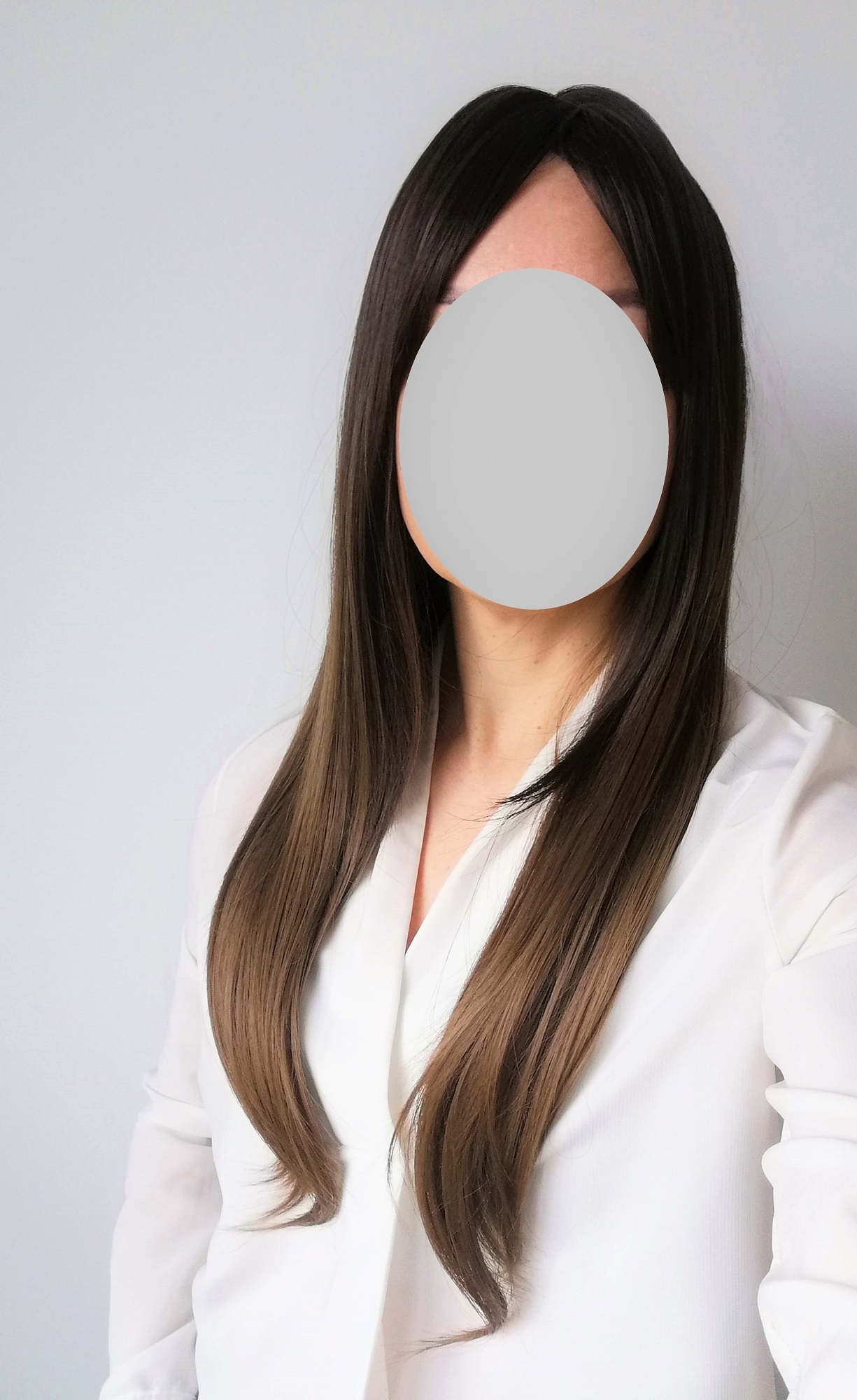 Perukas Nr. 036(1) rudas ombre, tiesių plaukų su kirpčiukais, ilgis 60cm