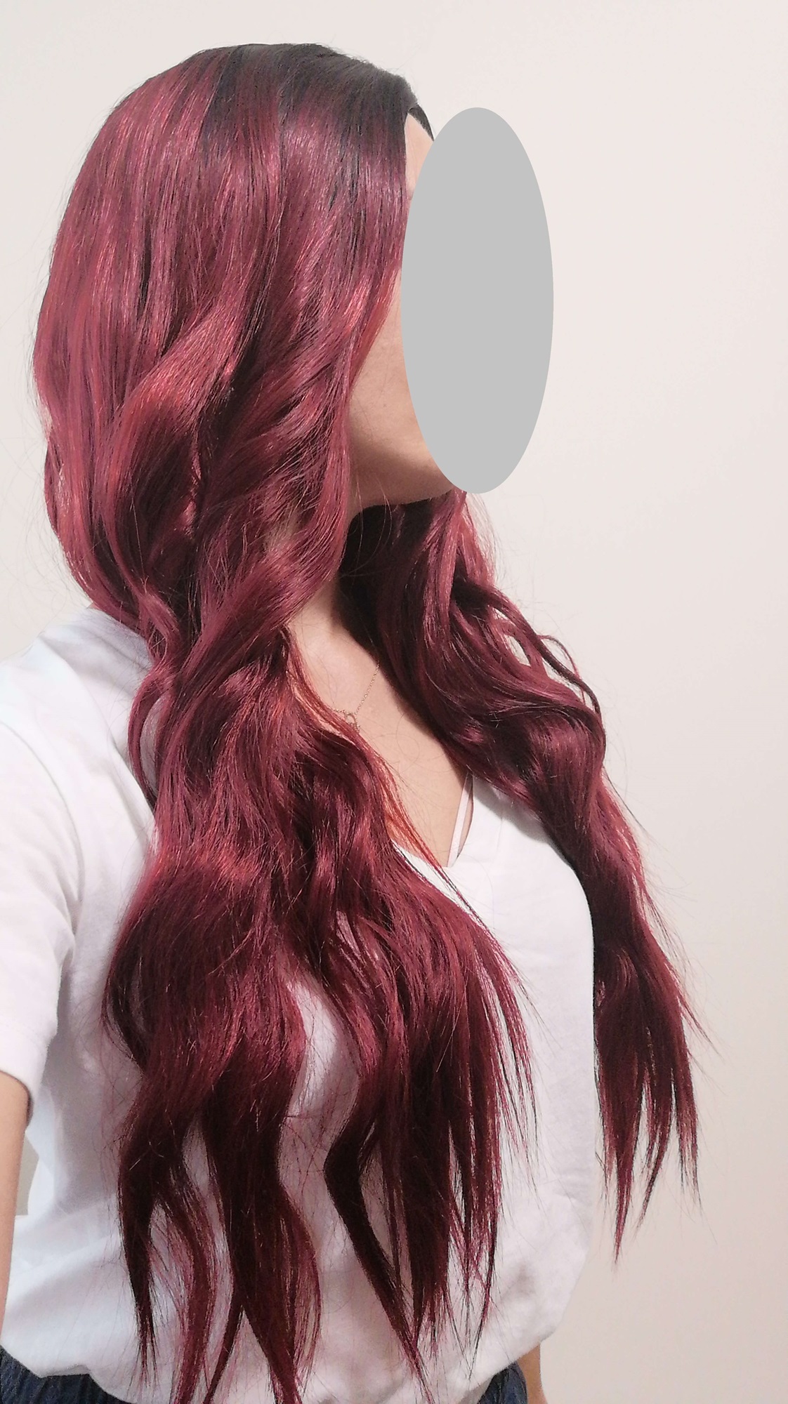 Perukas, bordo spalva, ilgis 70cm