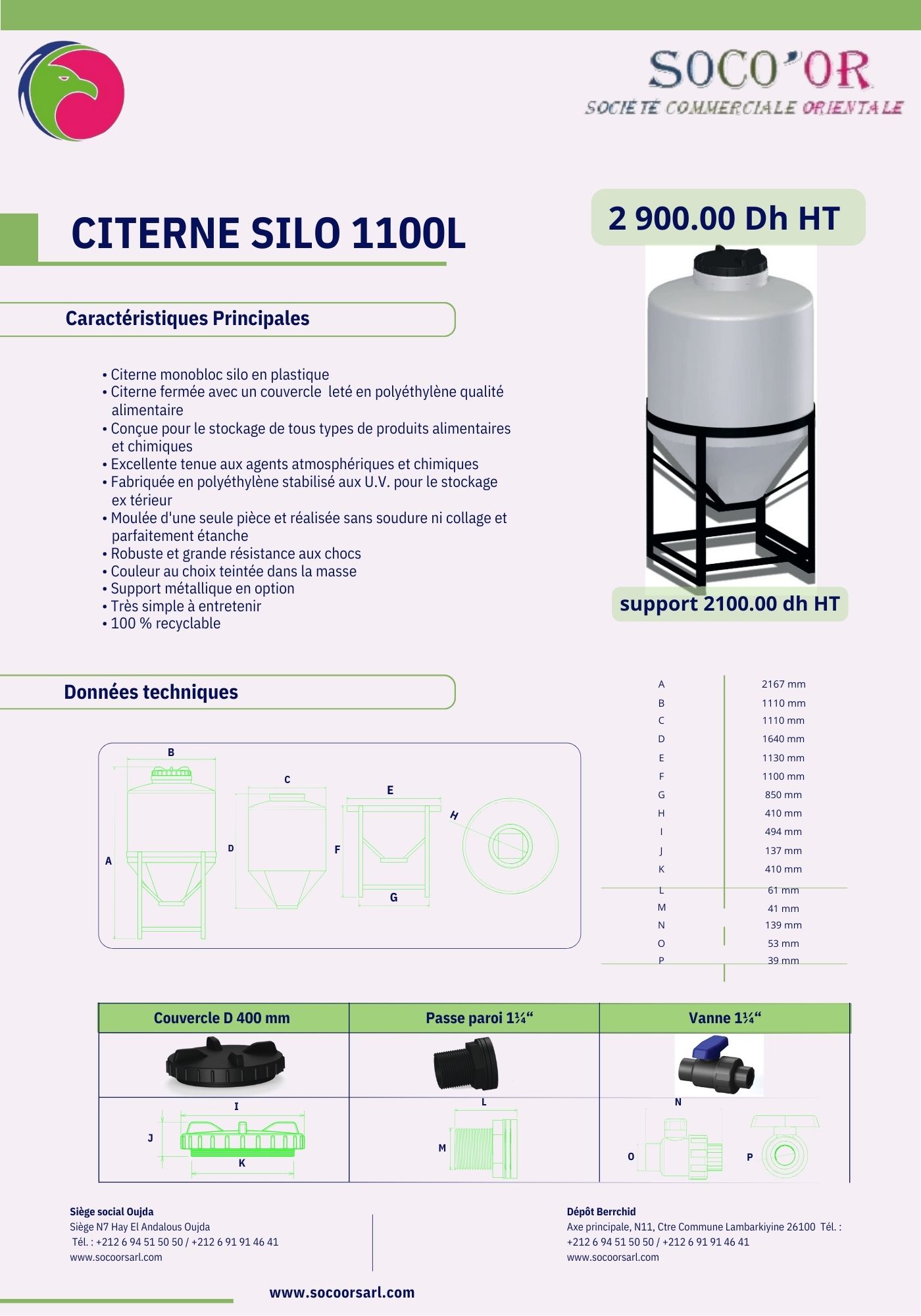 CITERNE SILO 1100L
