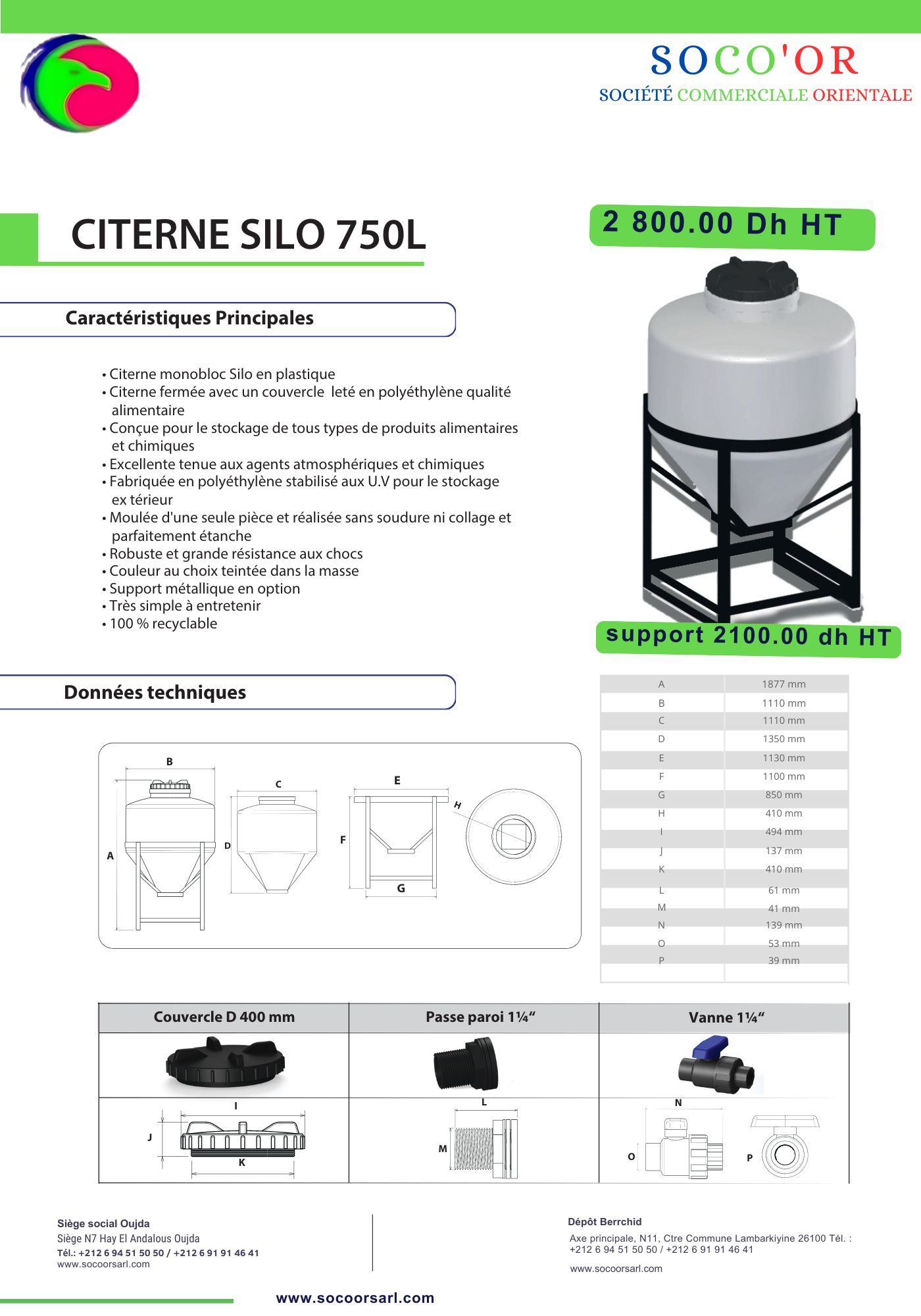 CITERNE SILO 750L