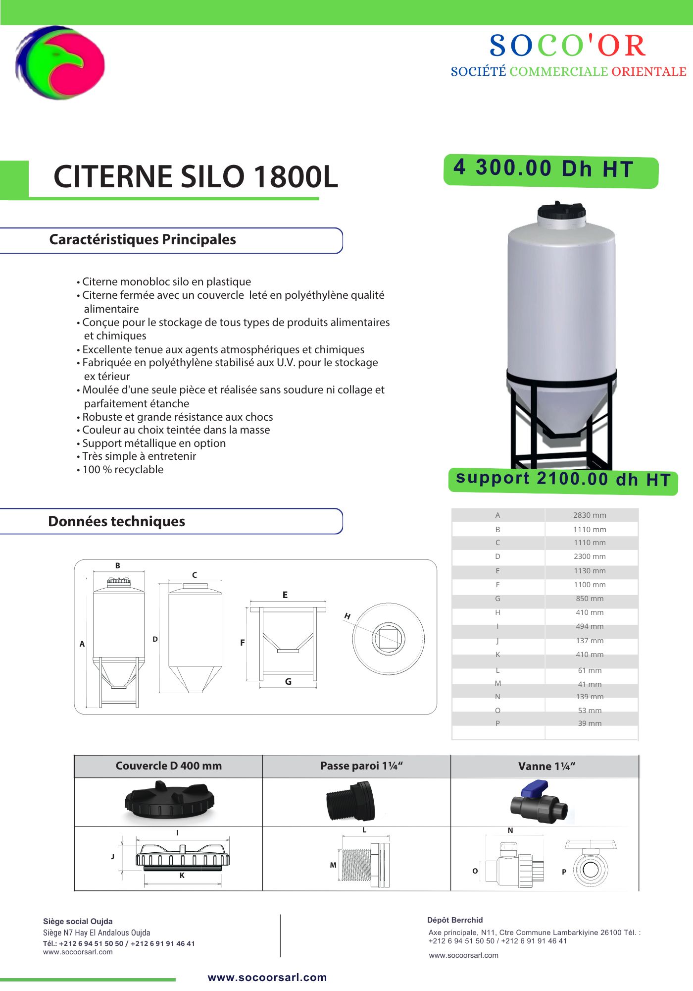CITERNE SILO 1800L