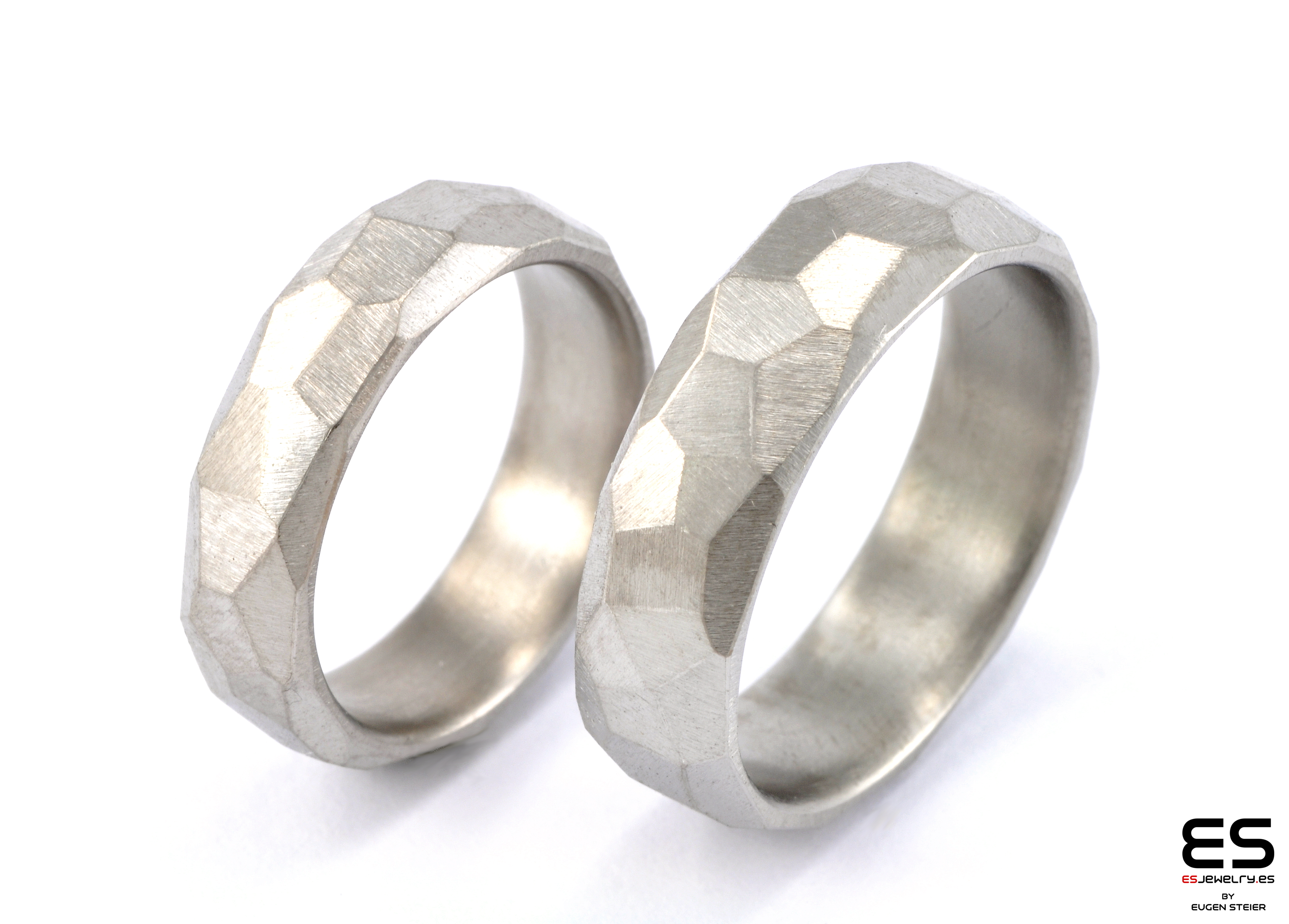 Titanium Wedding Rings Facetted Surface
