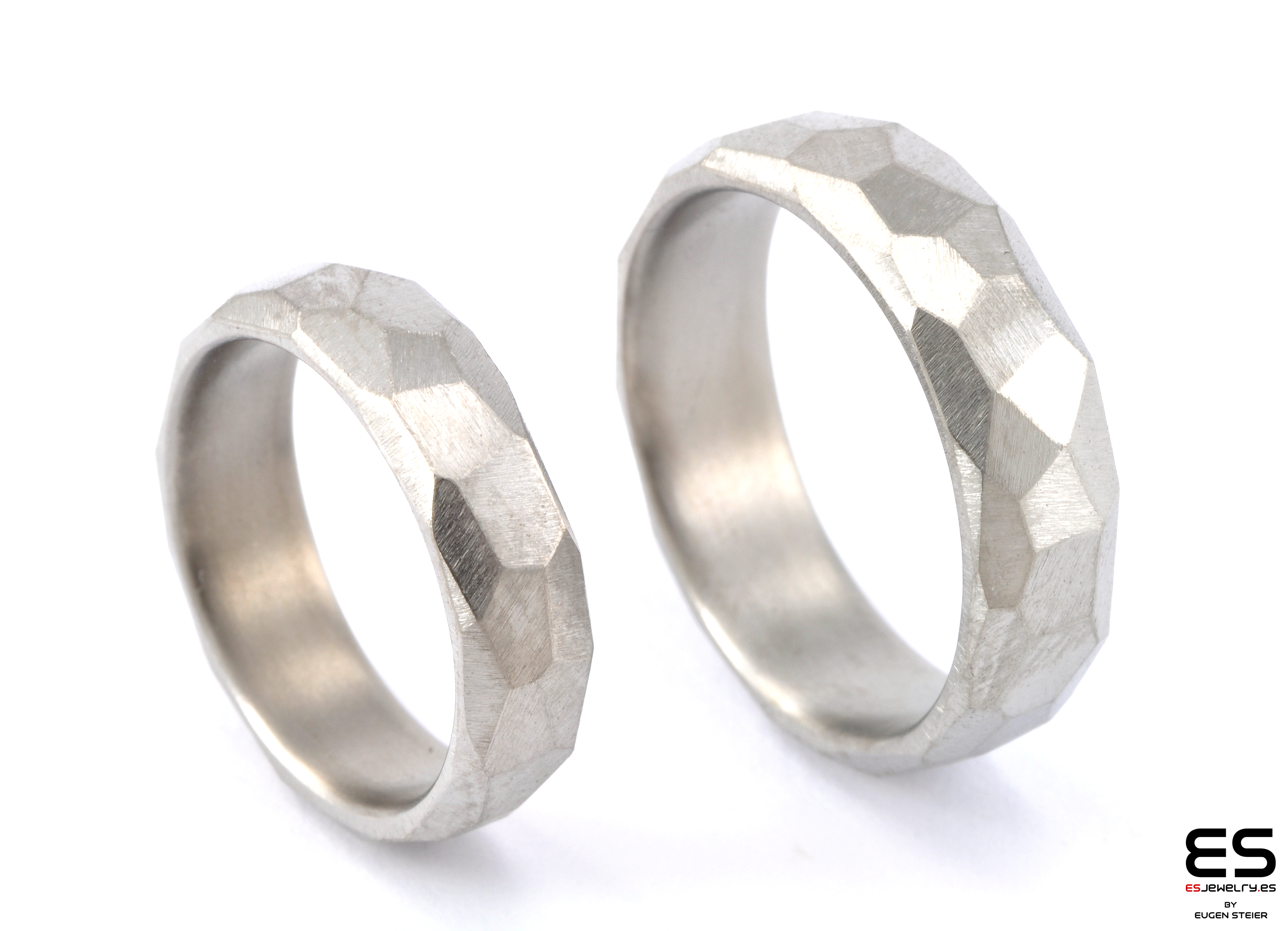 Titanium Wedding Rings Facetted Surface