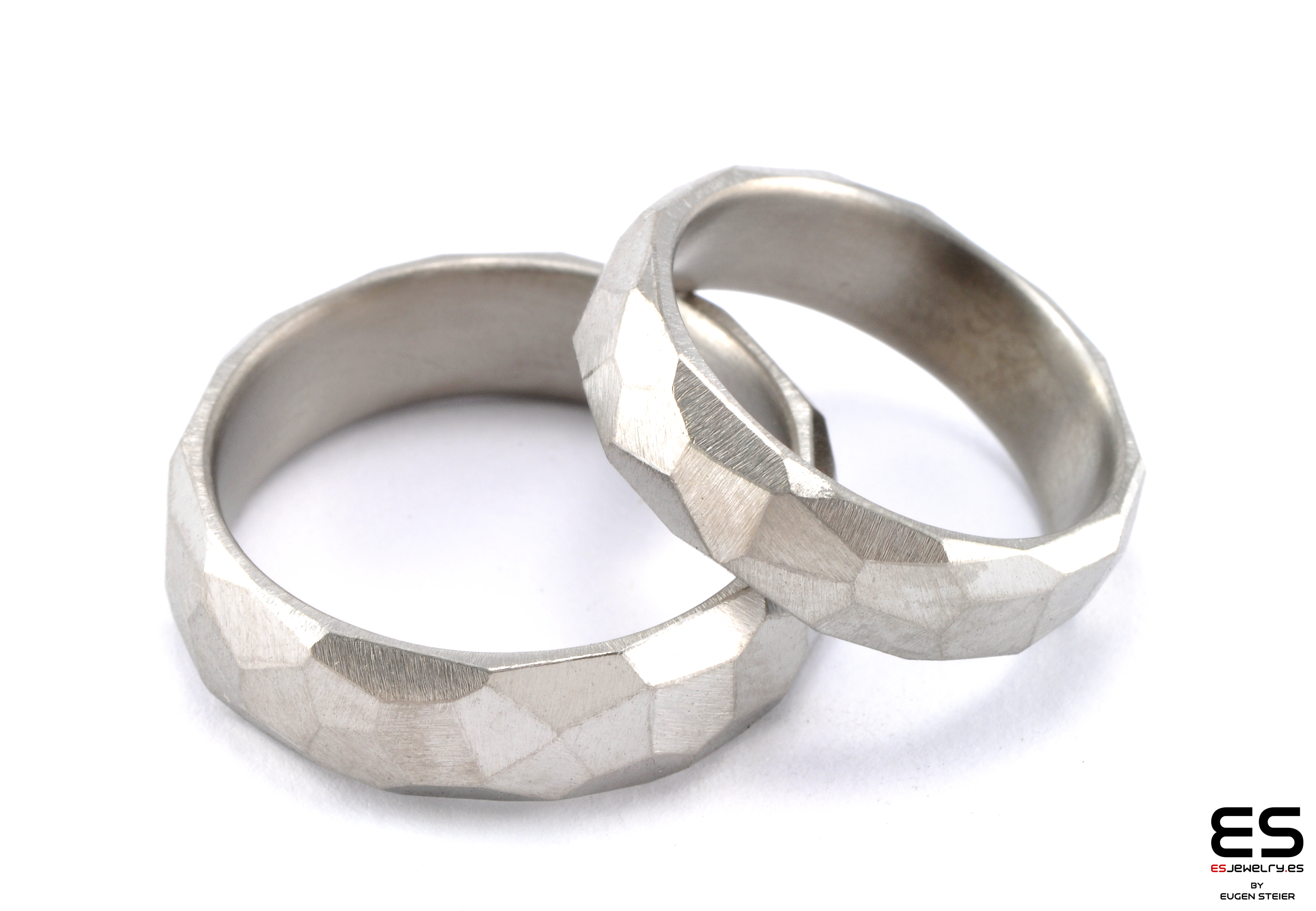 Titanium Wedding Rings Facetted Surface