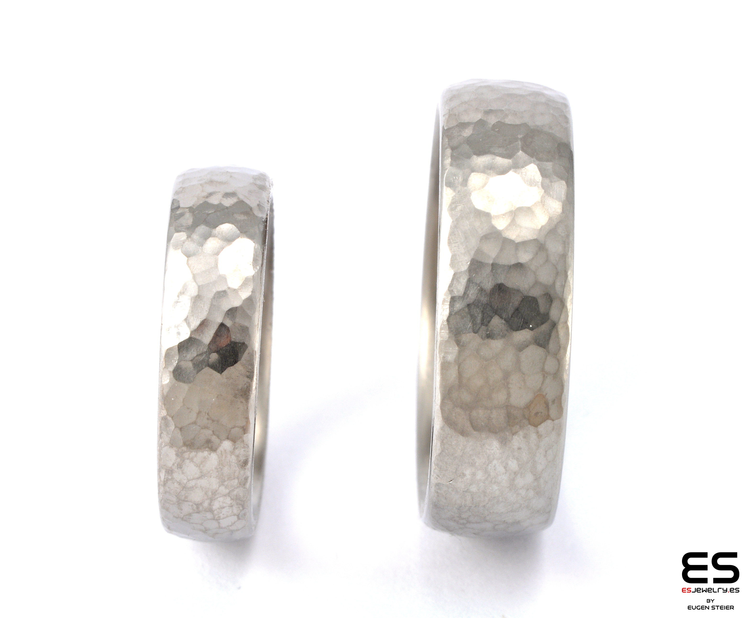 Hammered Titanium  Wedding Rings