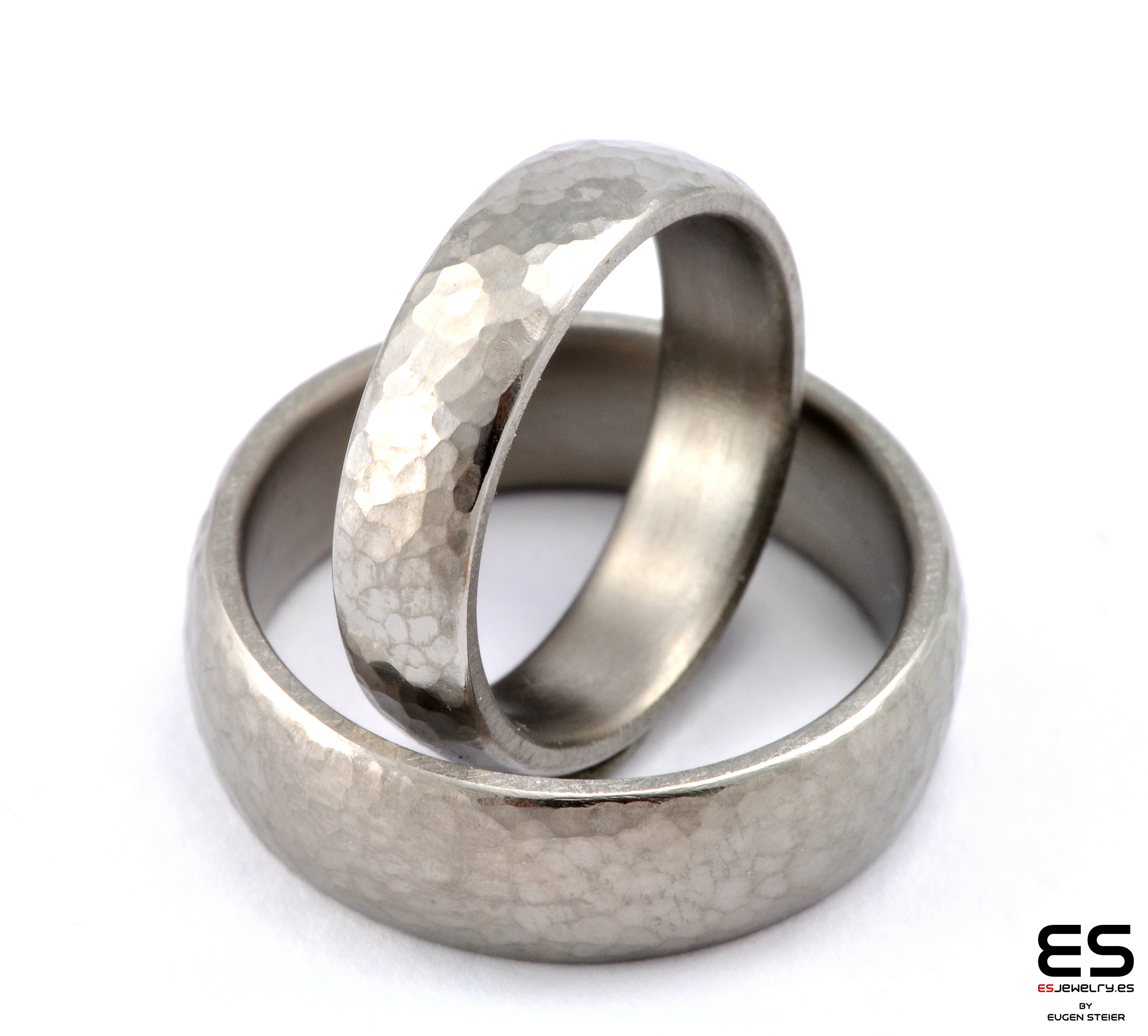 Hammered Titanium  Wedding Rings