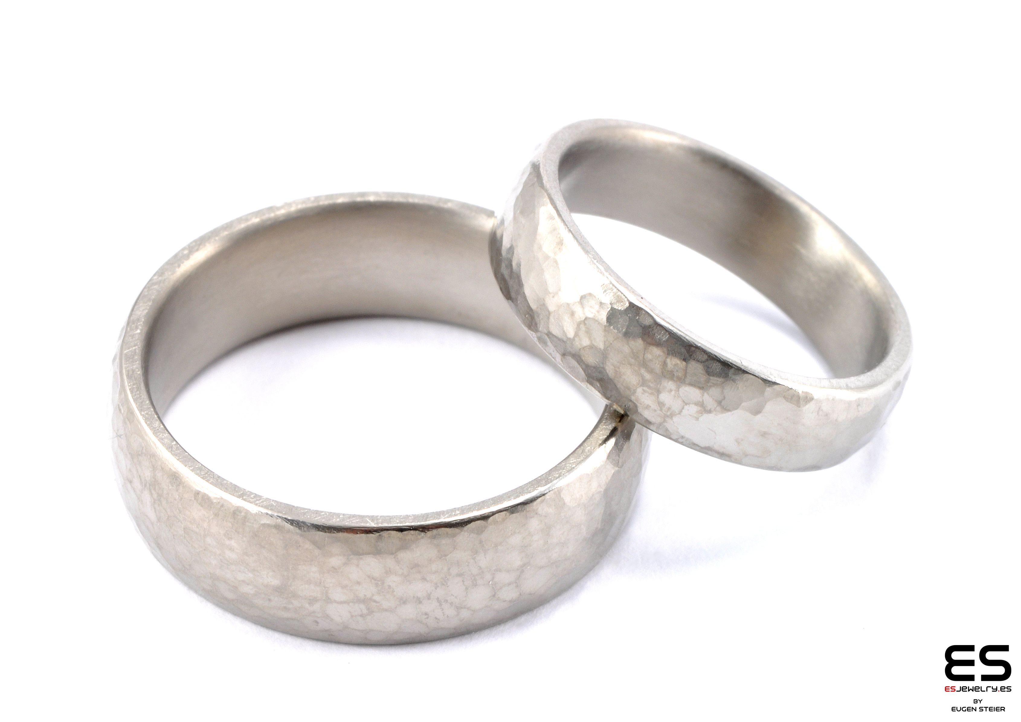 Hammered Titanium  Wedding Rings