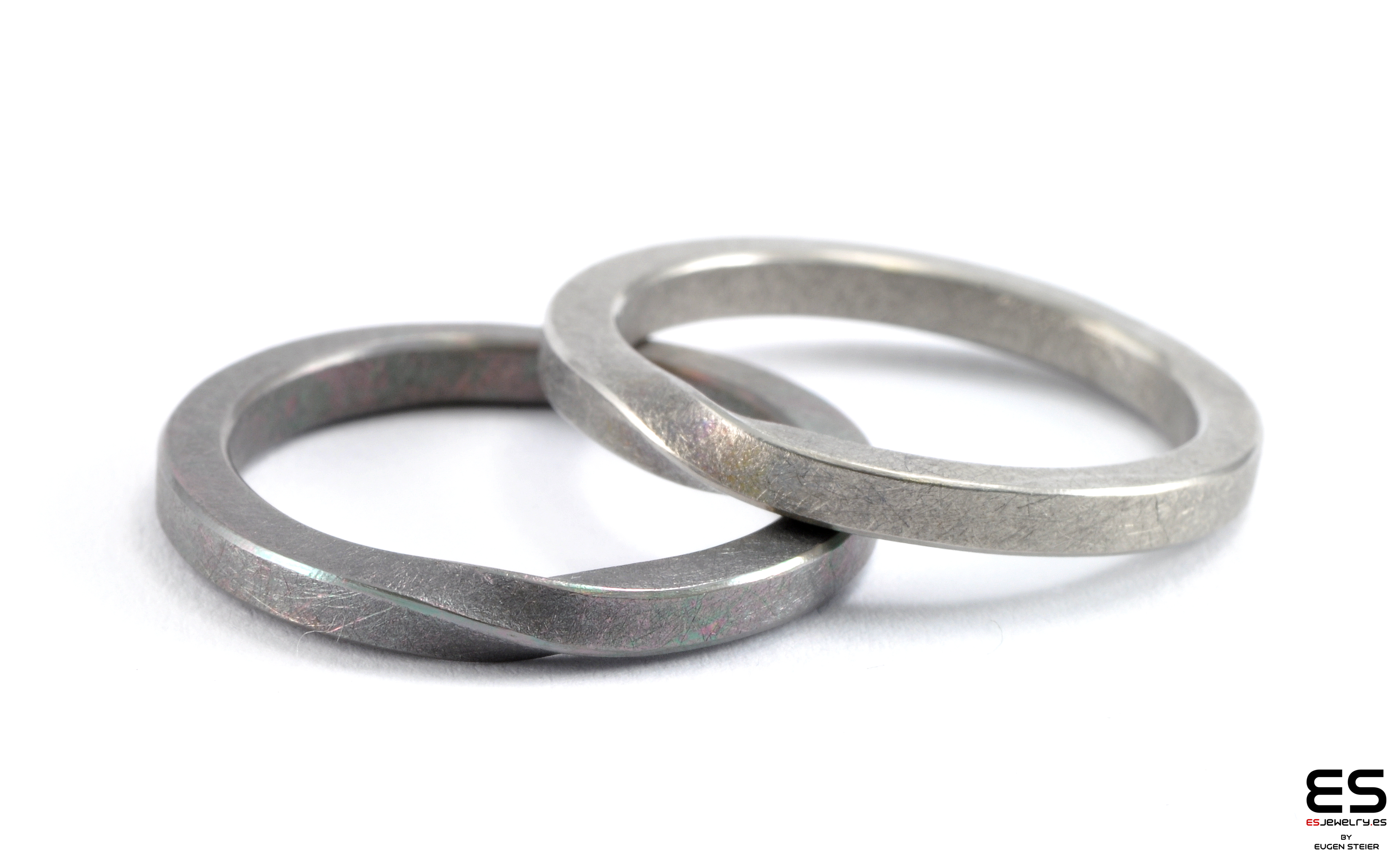 Titanium Twist Wedding Rings