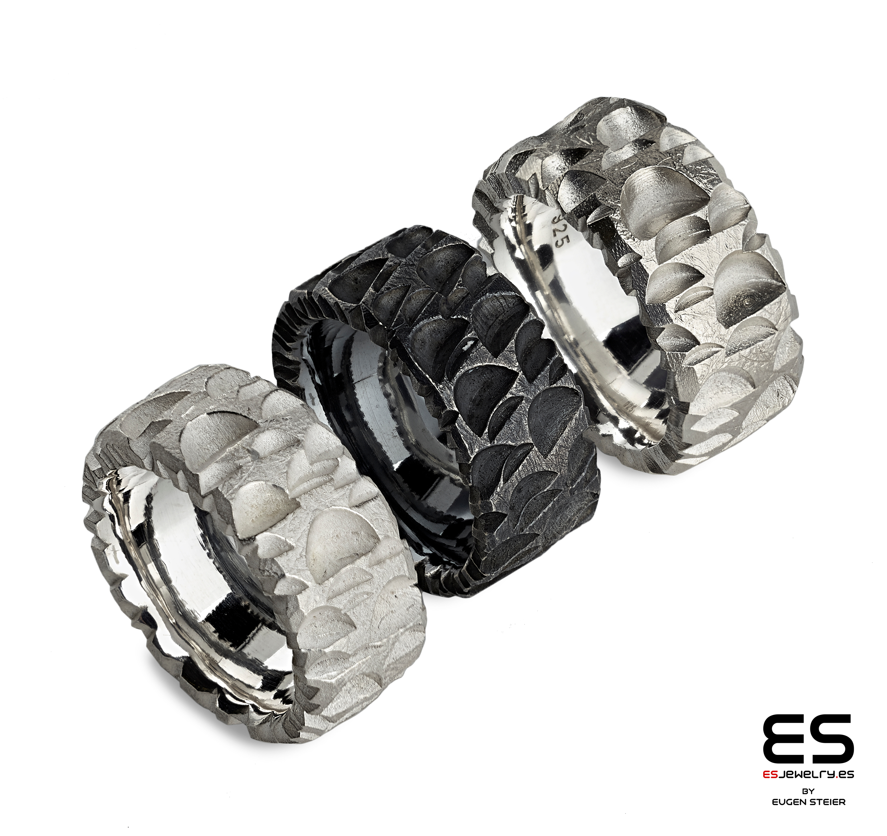 Wide Textured Silver Ring