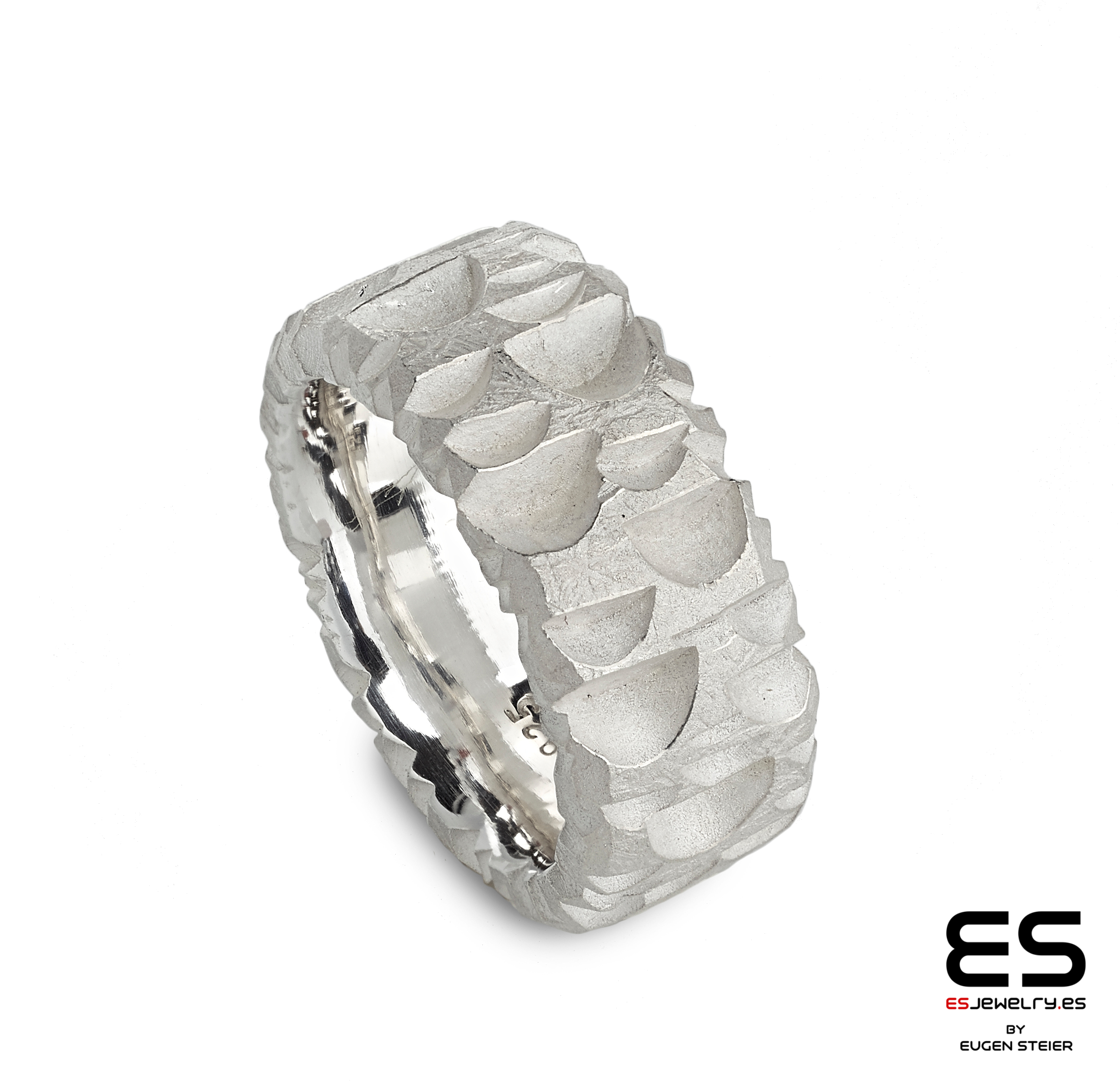 Wide Textured Silver Ring