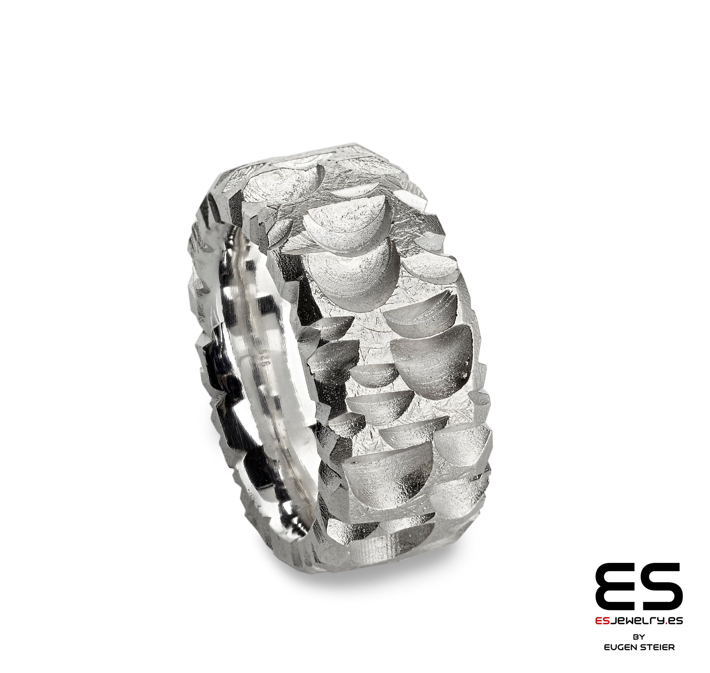 Wide Textured Silver Ring