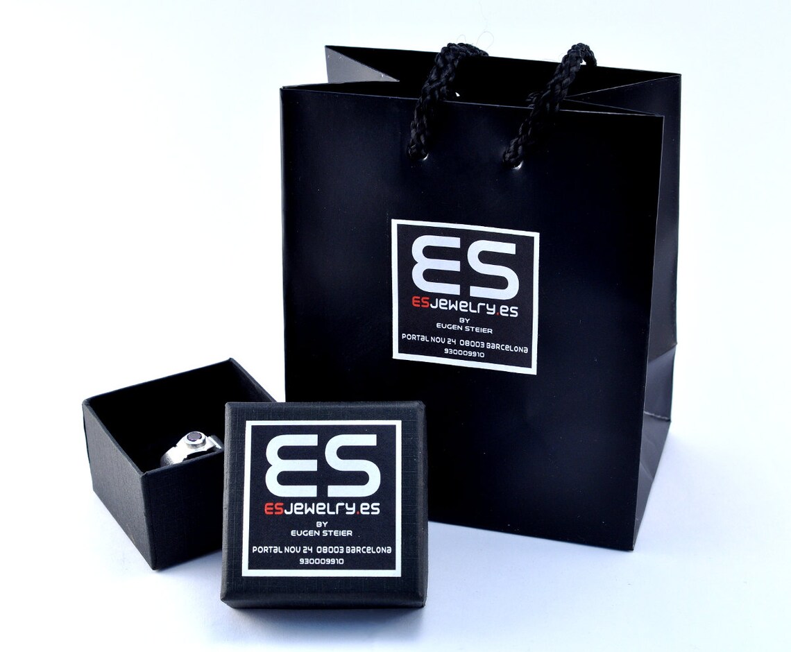 Square Shaped Blue Plexiglass and Titanium Ring 